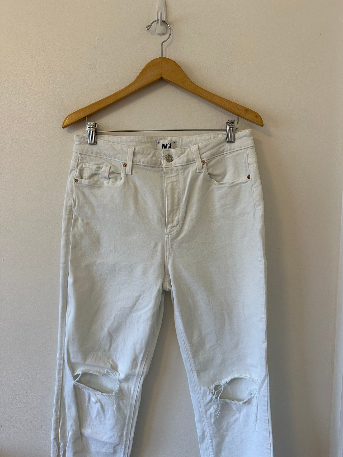 Paige Noella High Rise Jeans in Soft Ecru White | Size 31