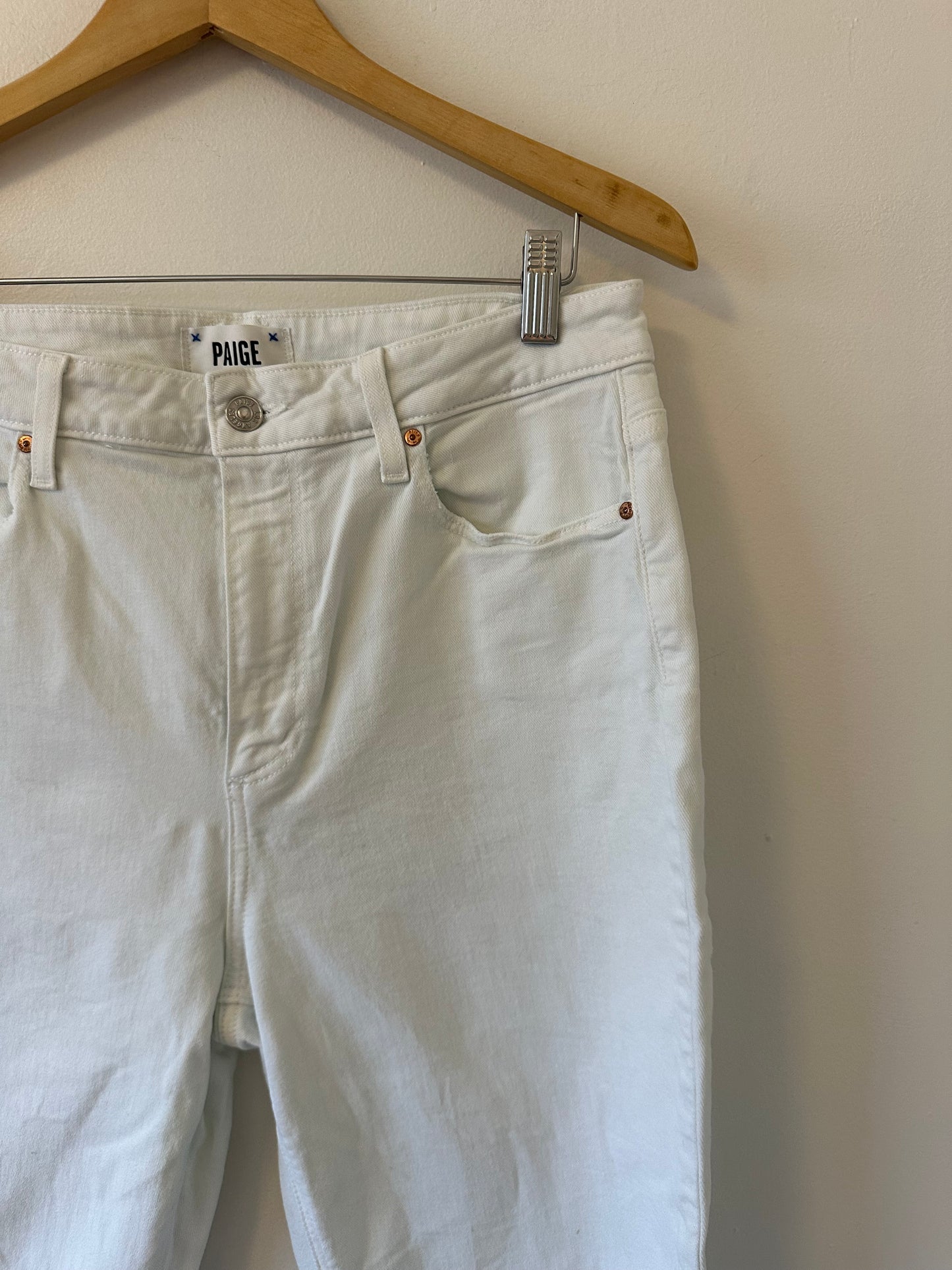 Paige Noella High Rise Jeans in Soft Ecru White | Size 31