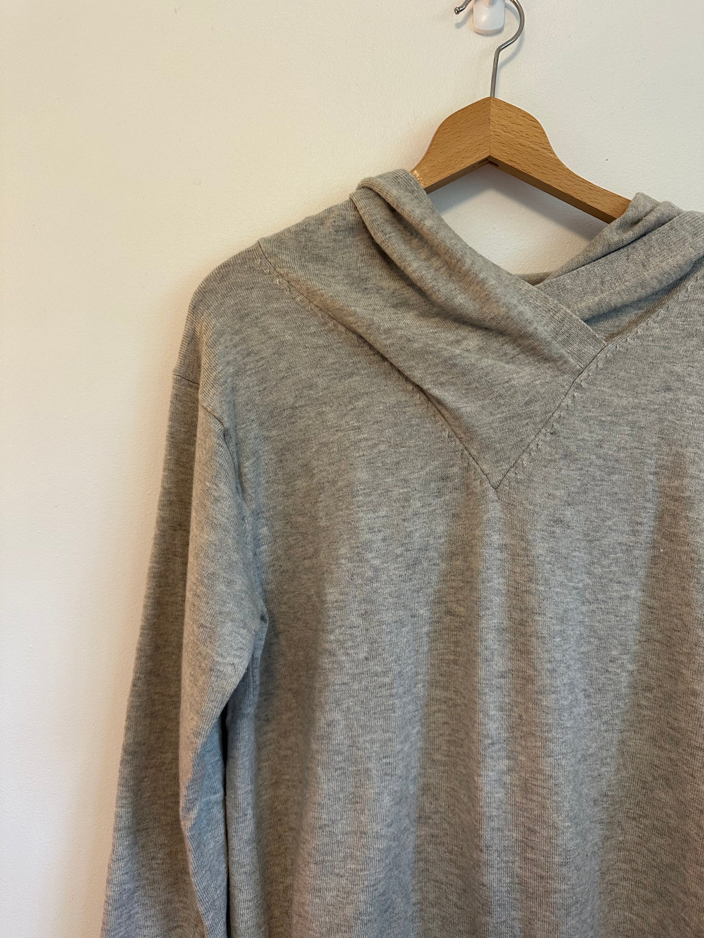 Gap Gray Merino Wool Blend Crossover V-Neck Hoodie Sweater | Size Medium