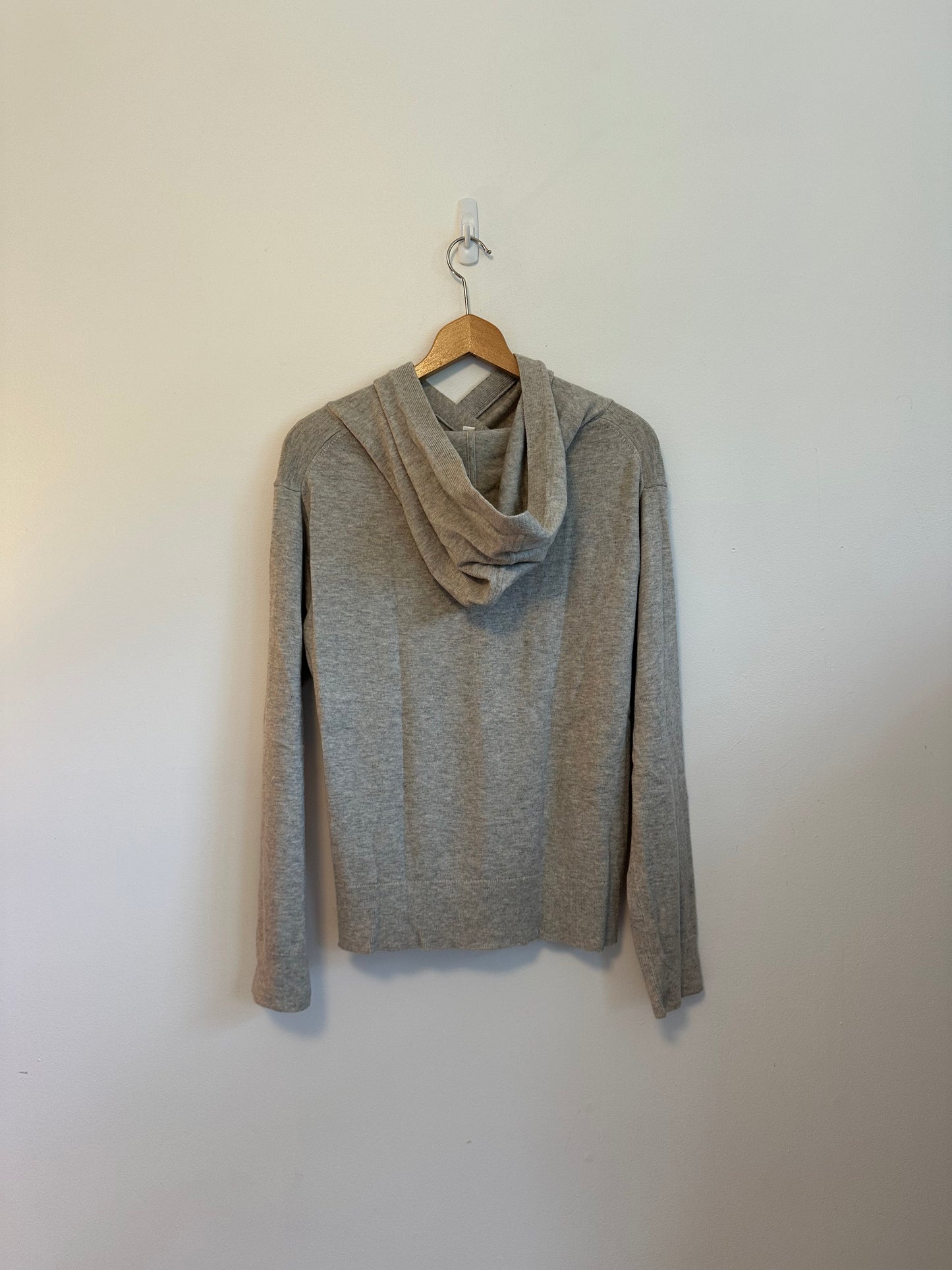 Gap Gray Merino Wool Blend Crossover V-Neck Hoodie Sweater | Size Medium