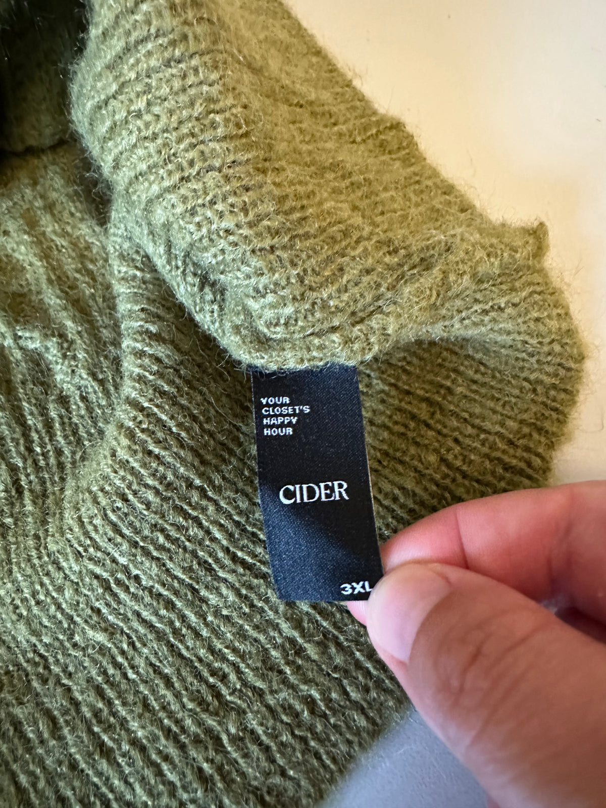 Cider Olive Green Cable Knit Mock Neck Short Sleeve Sweater | Size 3XL