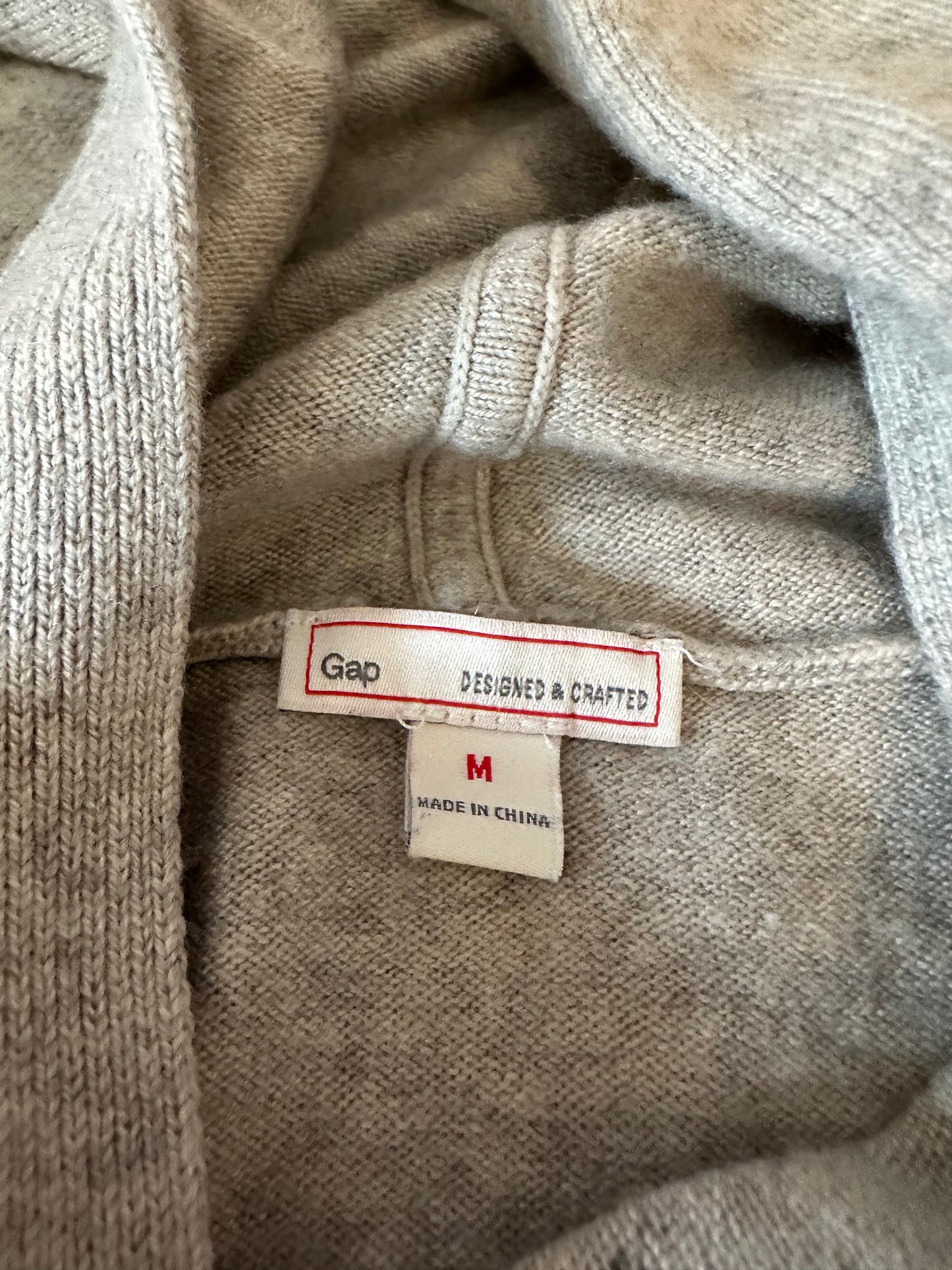 Gap Gray Merino Wool Blend Crossover V-Neck Hoodie Sweater | Size Medium