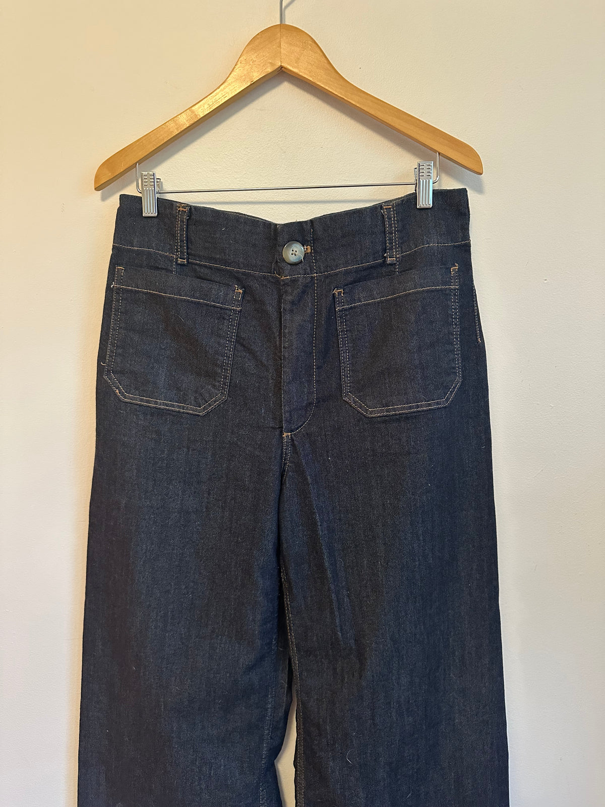 Maeve Anthropologie The Colette Wide Leg Cropped Jeans in Dark Wash Indigo | Size 31