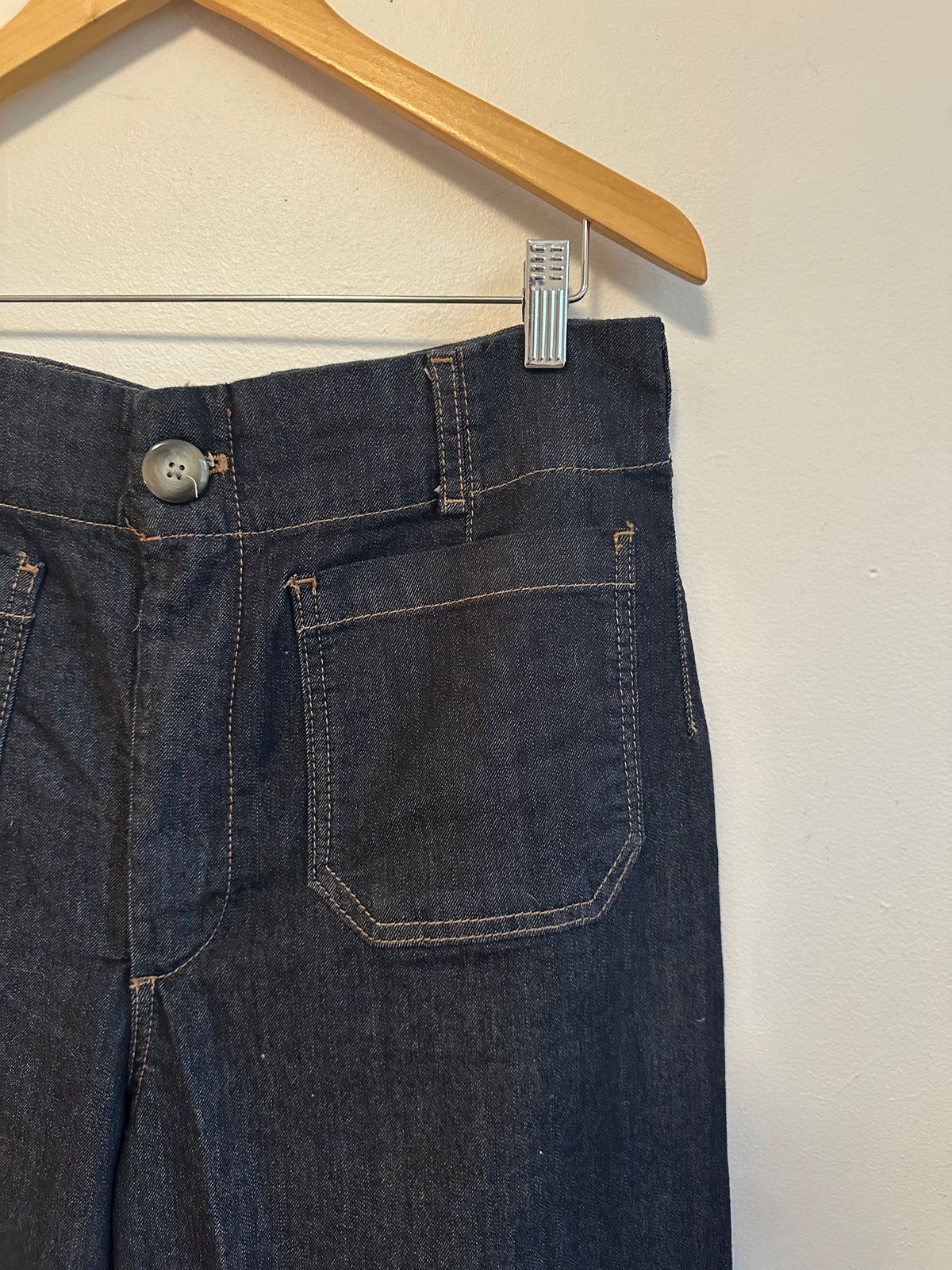 Maeve Anthropologie The Colette Wide Leg Cropped Jeans in Dark Wash Indigo | Size 31