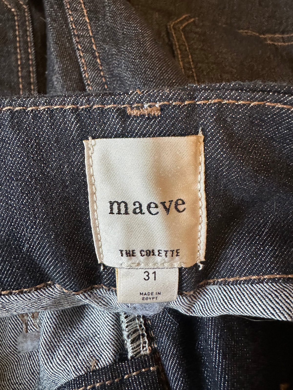 Maeve Anthropologie The Colette Wide Leg Cropped Jeans in Dark Wash Indigo | Size 31