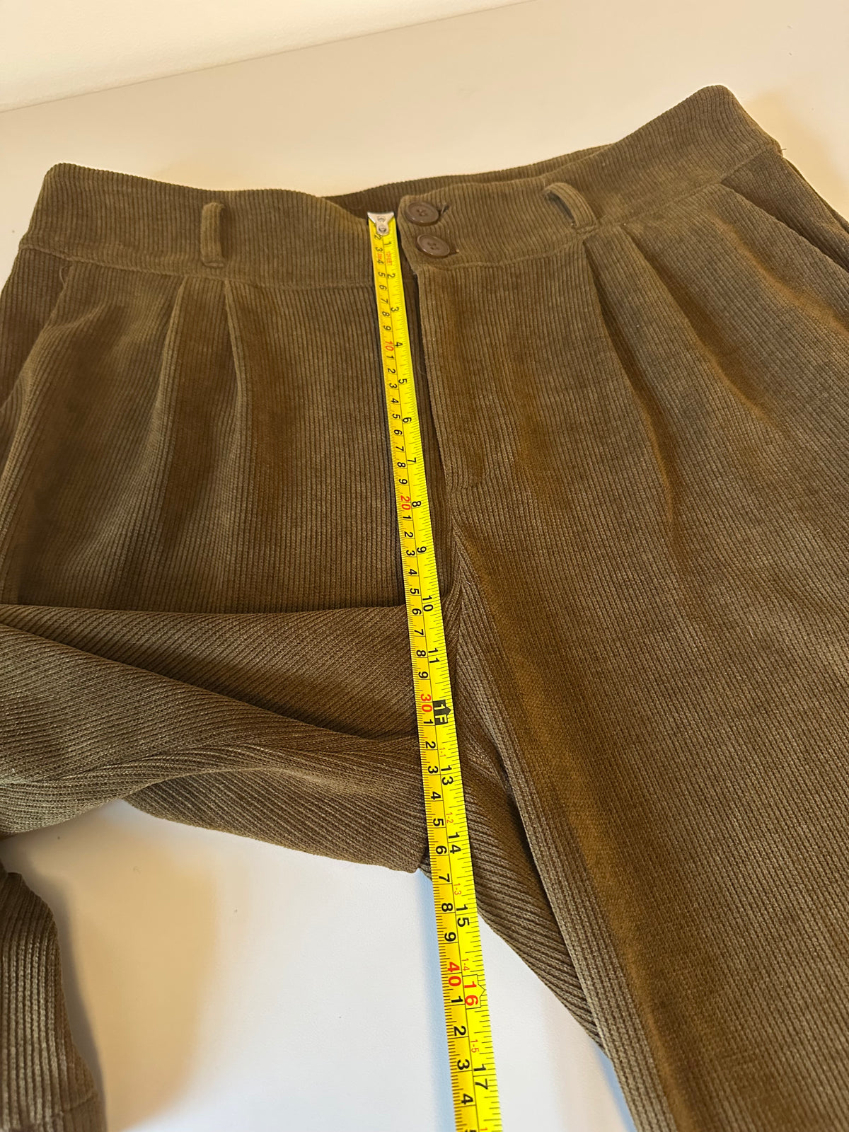 Cider Olive Green Corduroy Wide Leg High Waisted Pleated Pants | Size XL