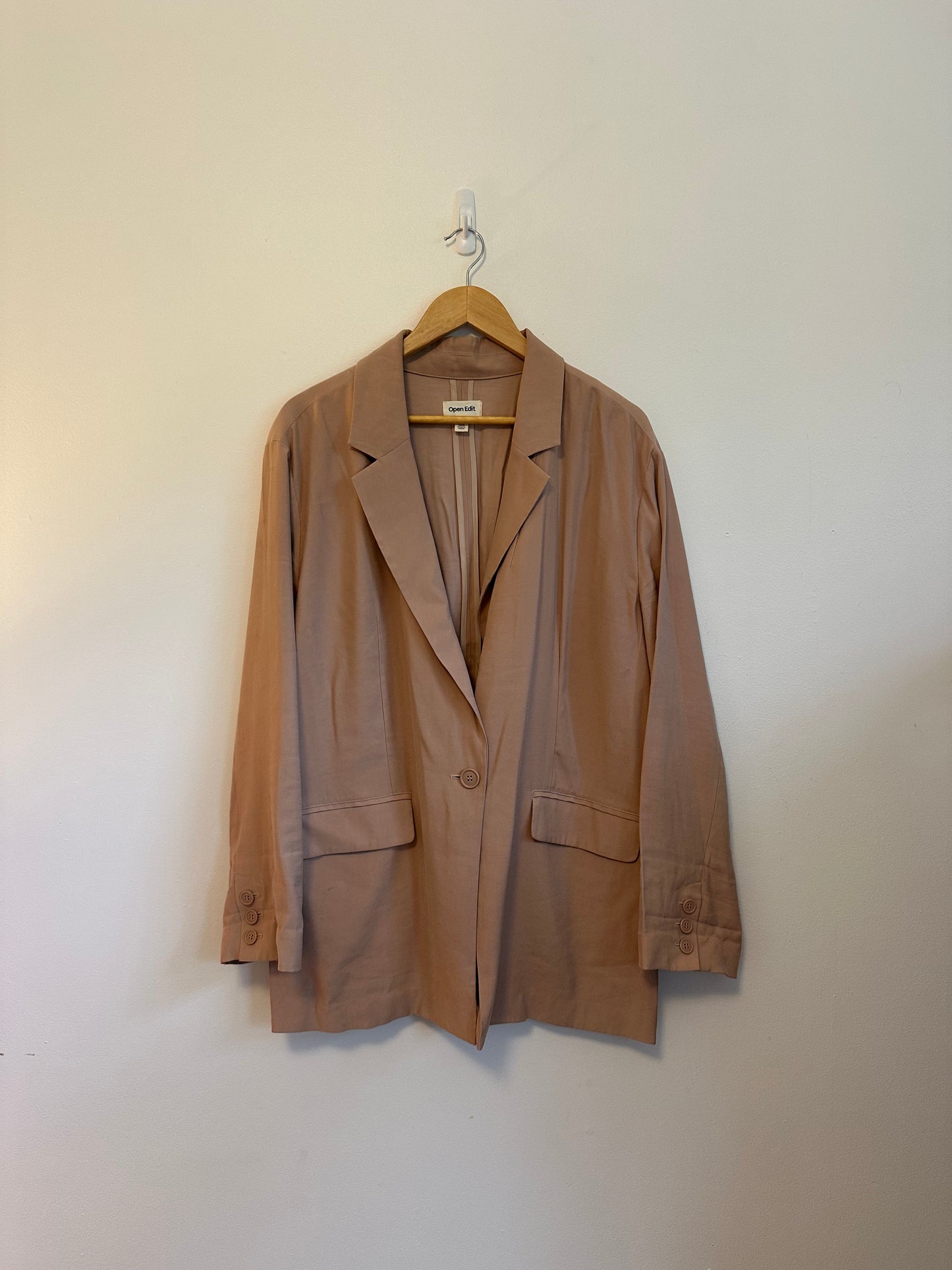 Open Edit Oversized Single Button Blazer in Tan | Size Large
