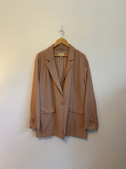 Open Edit Oversized Single Button Blazer in Tan | Size Large