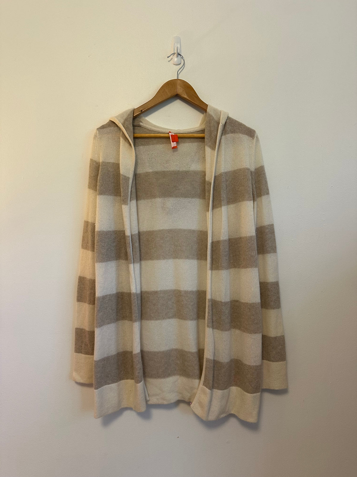Christopher Fischer Cashmere Striped Hooded Open Front Cardigan | Size Medium