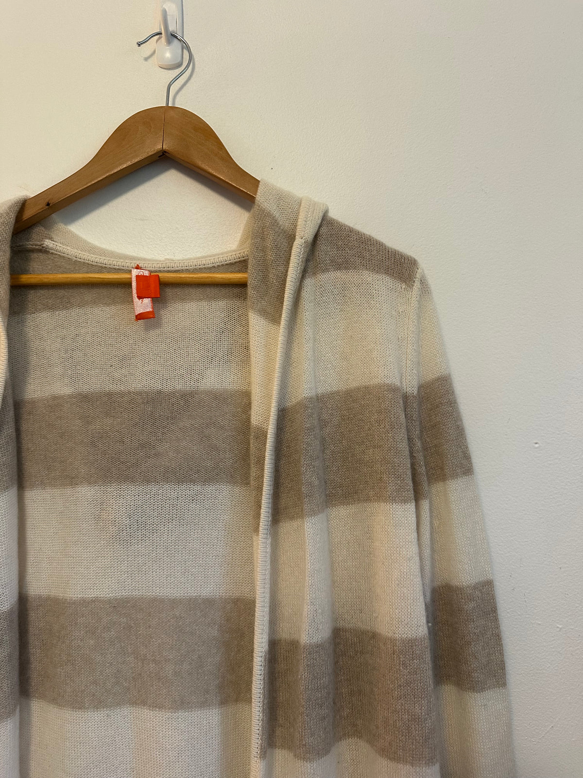 Christopher Fischer Cashmere Striped Hooded Open Front Cardigan | Size Medium