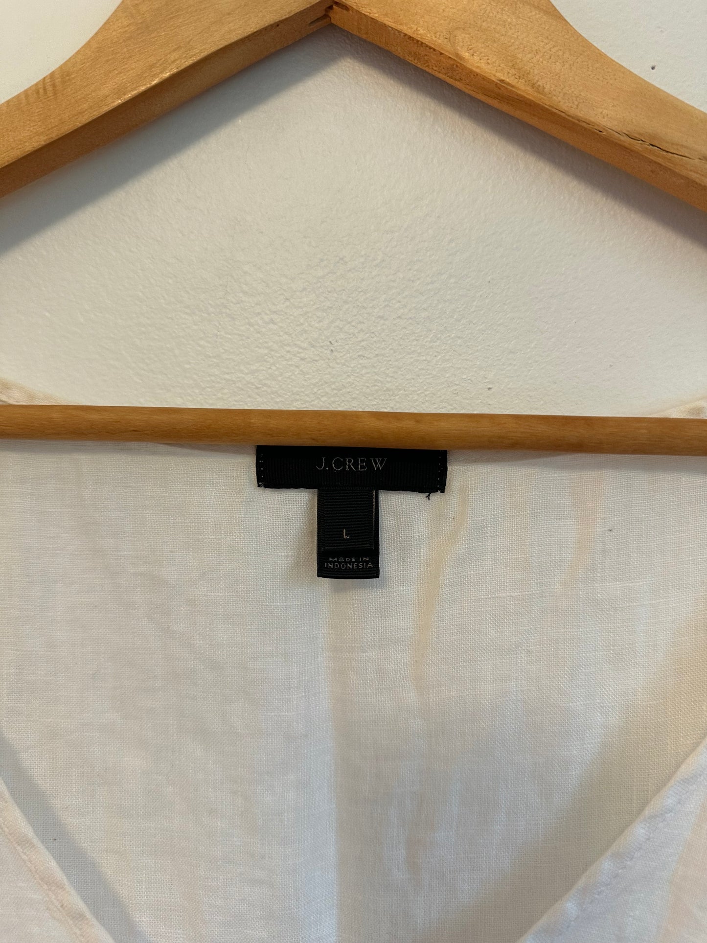 J. Crew White 100% Linen Fringe Hem Beach Coverup | Size Large
