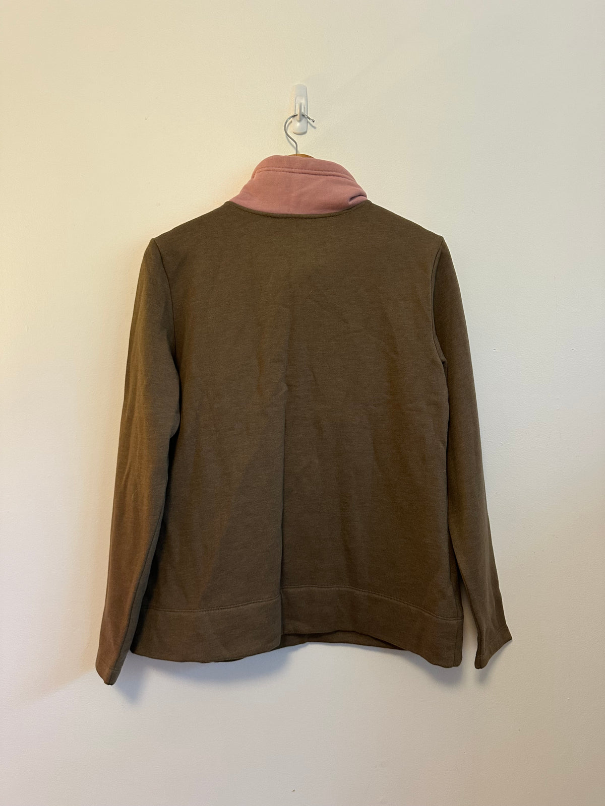 LL Bean Signature Colorblock Pullover Sweatshirt in Brown and Pink | Size Small