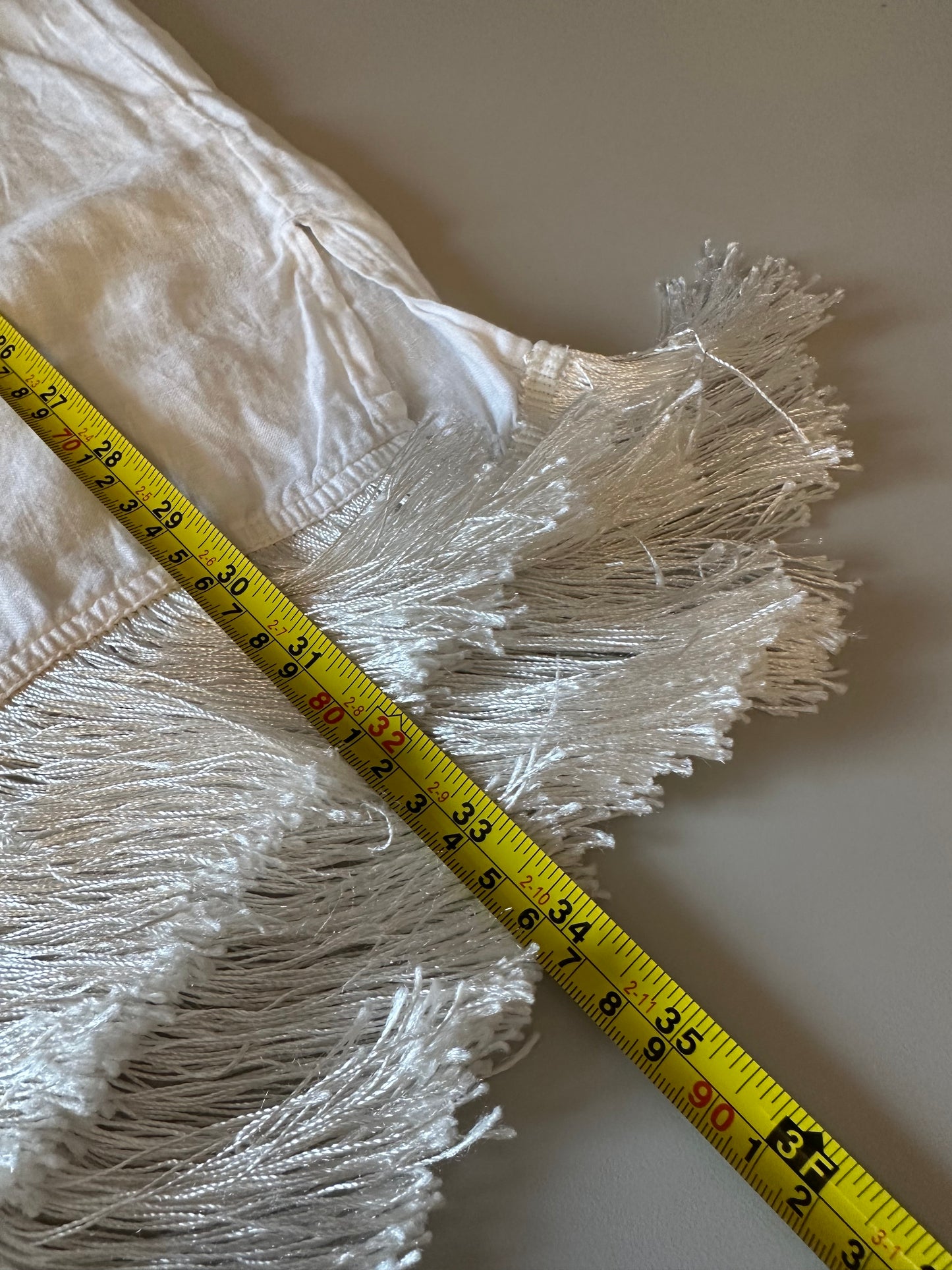 J. Crew White 100% Linen Fringe Hem Beach Coverup | Size Large