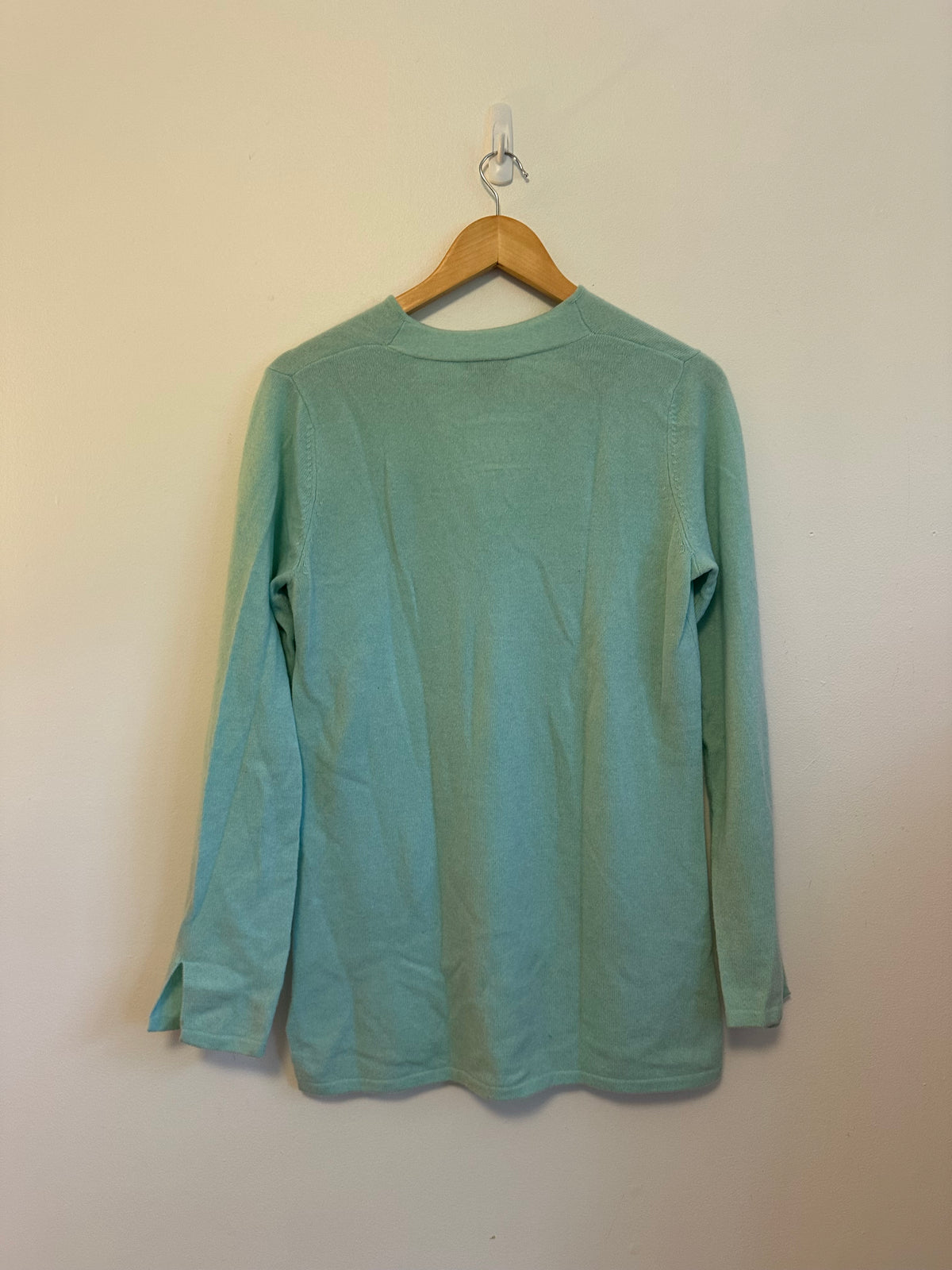 Only Mine Seafoam Green Cashmere V-Neck Tunic Sweater | Size Medium