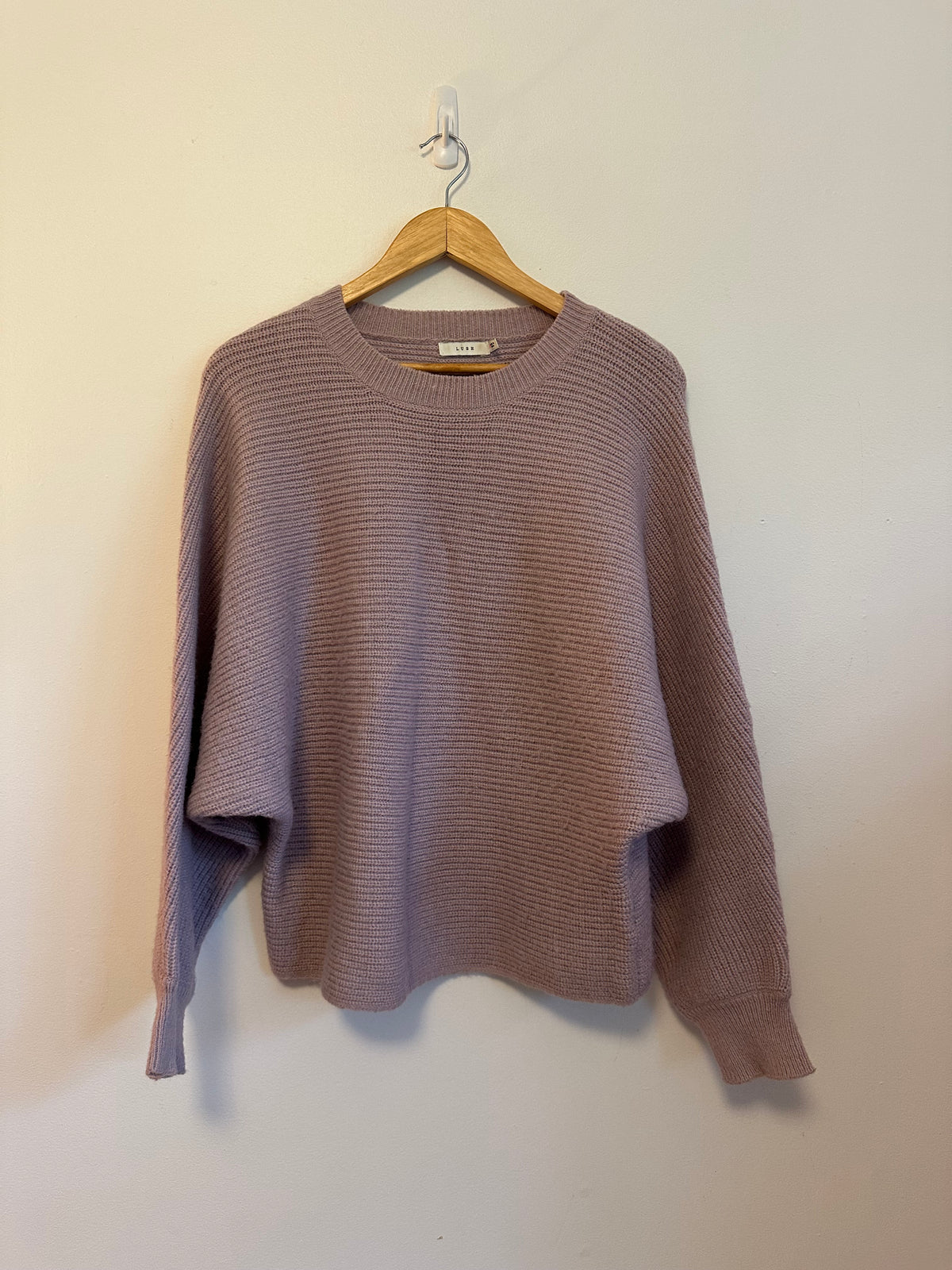 Lush Lilac Purple Dolman Sleeve Knit Sweater | Size Medium