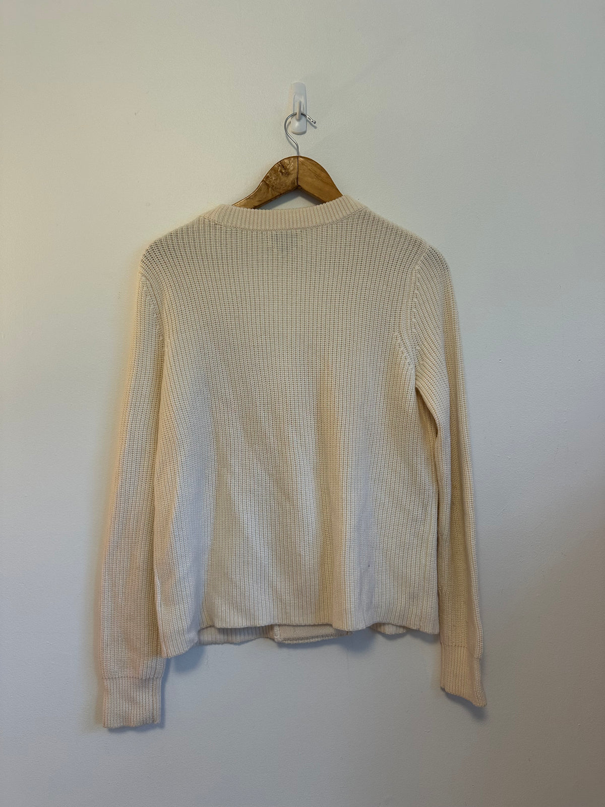 Vineyard Vines Cream Merino Wool Ribbed Cable Knit Sweater | Size Medium