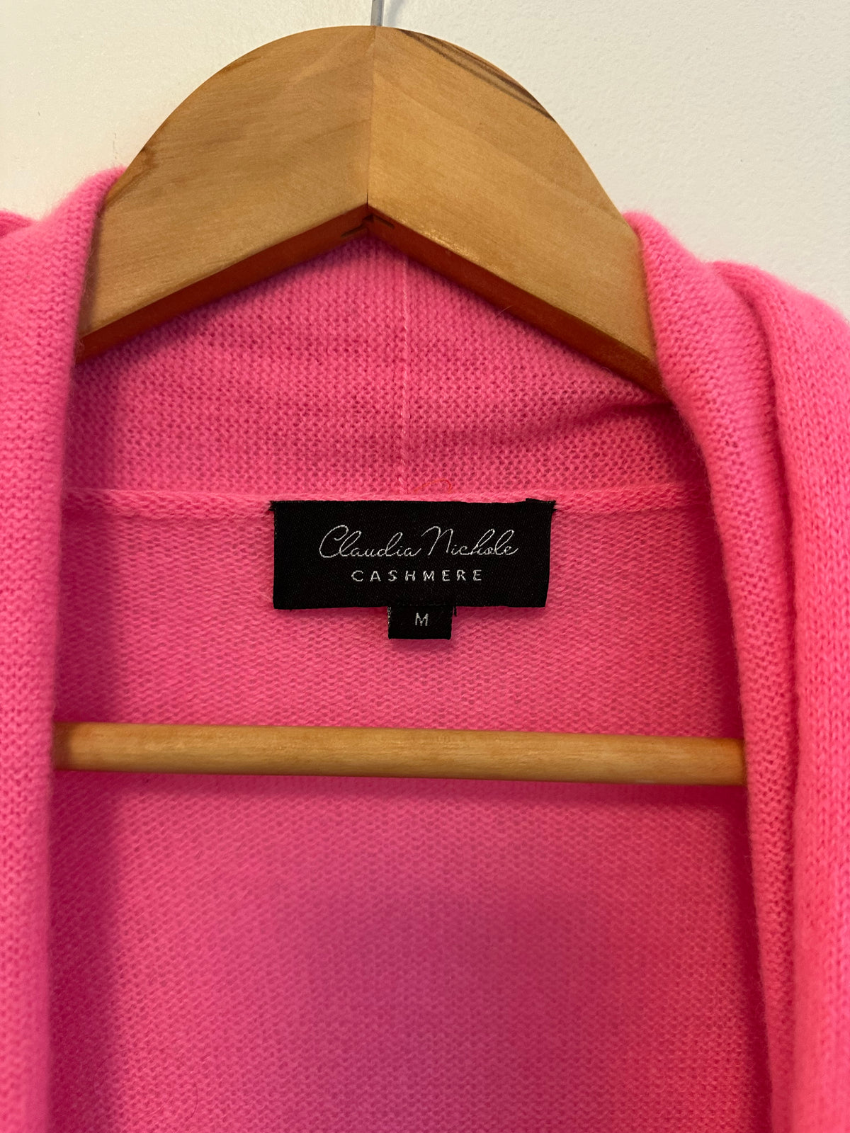 Claudia Nichole Hot Pink Cashmere Open Front Shawl Cardigan Sweater | Medium