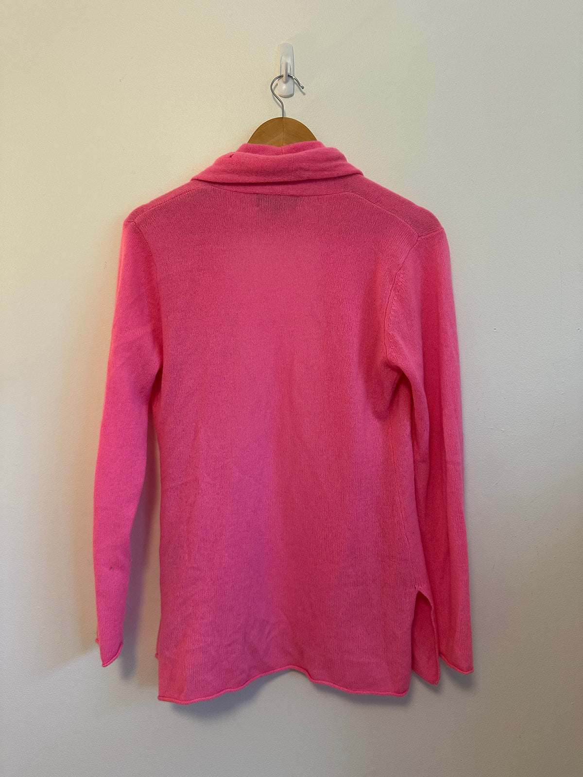 Claudia Nichole Hot Pink Cashmere Open Front Shawl Cardigan Sweater | Medium
