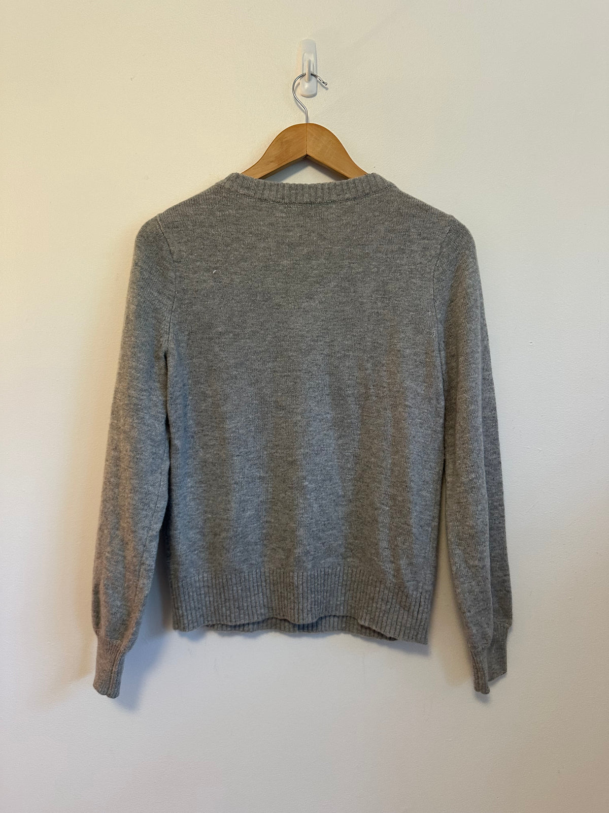 J. Crew Gray Lambswool Blend Rhinestone Shoulder Button Sweater | Size Small