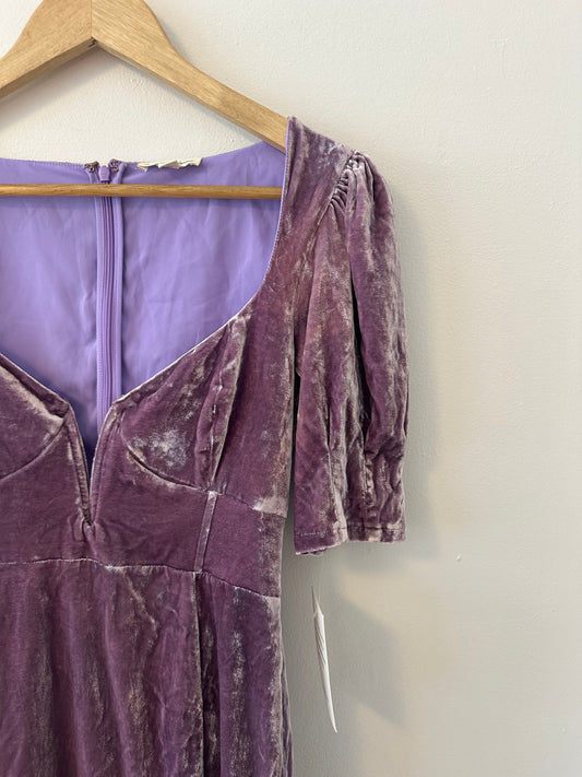 NWT For Love & Lemons Viva Velvet Mini Dress in Lilac Velvet | Size Small