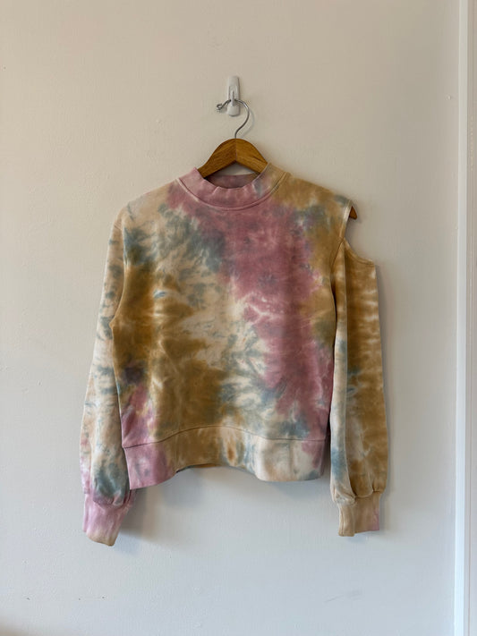 NWT 525 America Open Shoulder Tie Dye Cotton Sweatshirt | Size Small