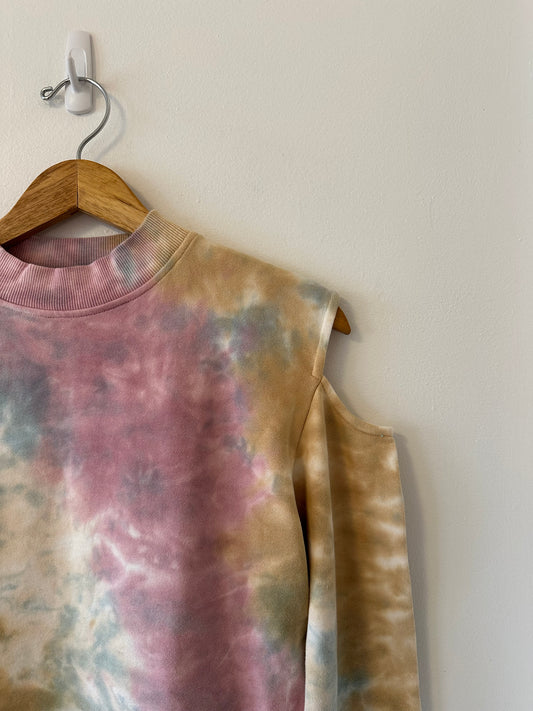 NWT 525 America Open Shoulder Tie Dye Cotton Sweatshirt | Size Small