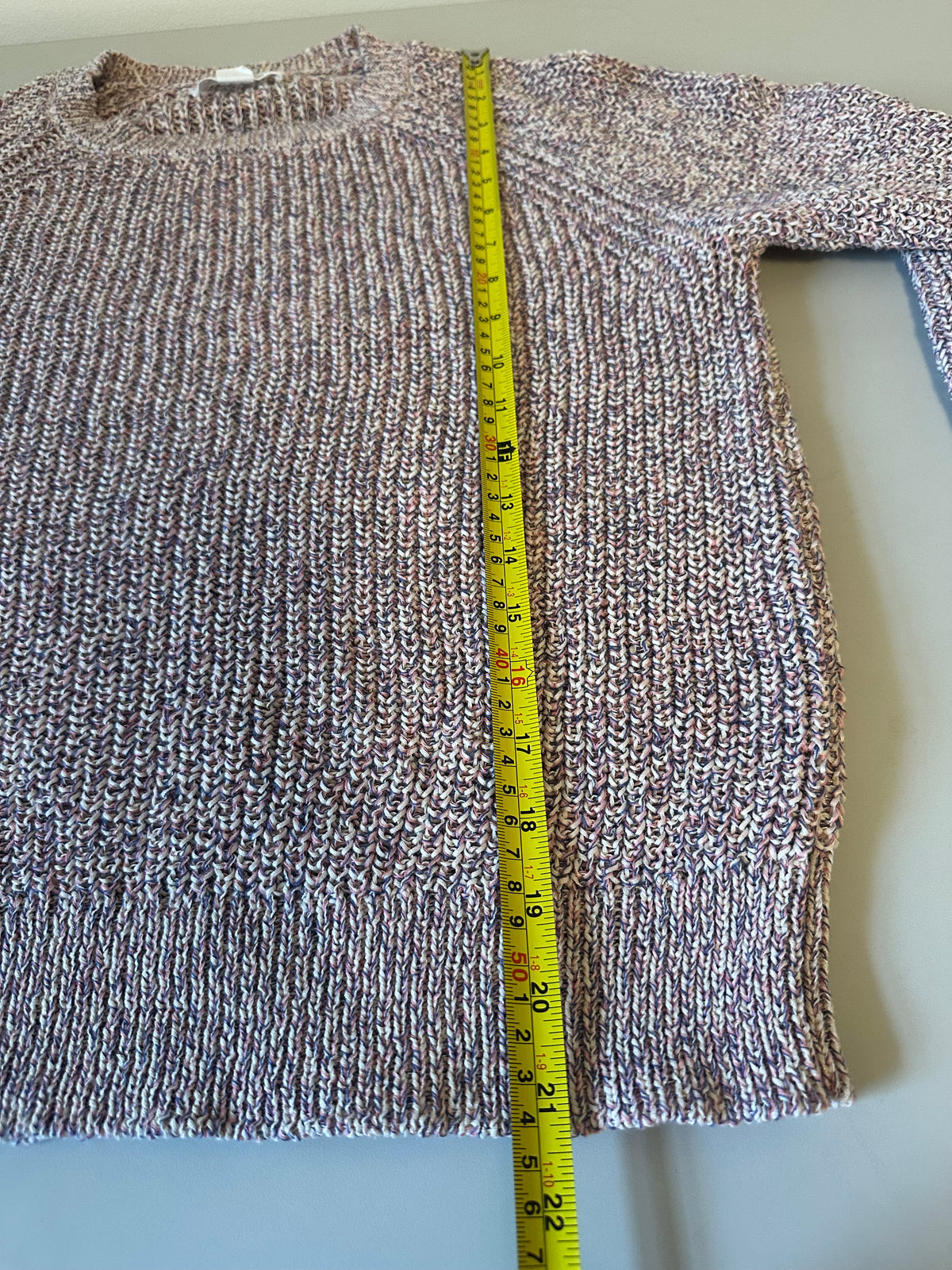Velvet by Graham & Spencer Pink Marled Cotton Blend Crewneck Sweater | Size Small