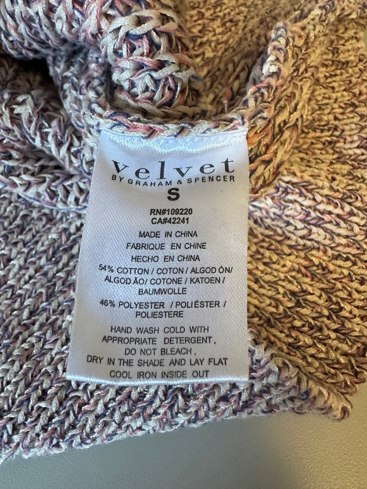 Velvet by Graham & Spencer Pink Marled Cotton Blend Crewneck Sweater | Size Small
