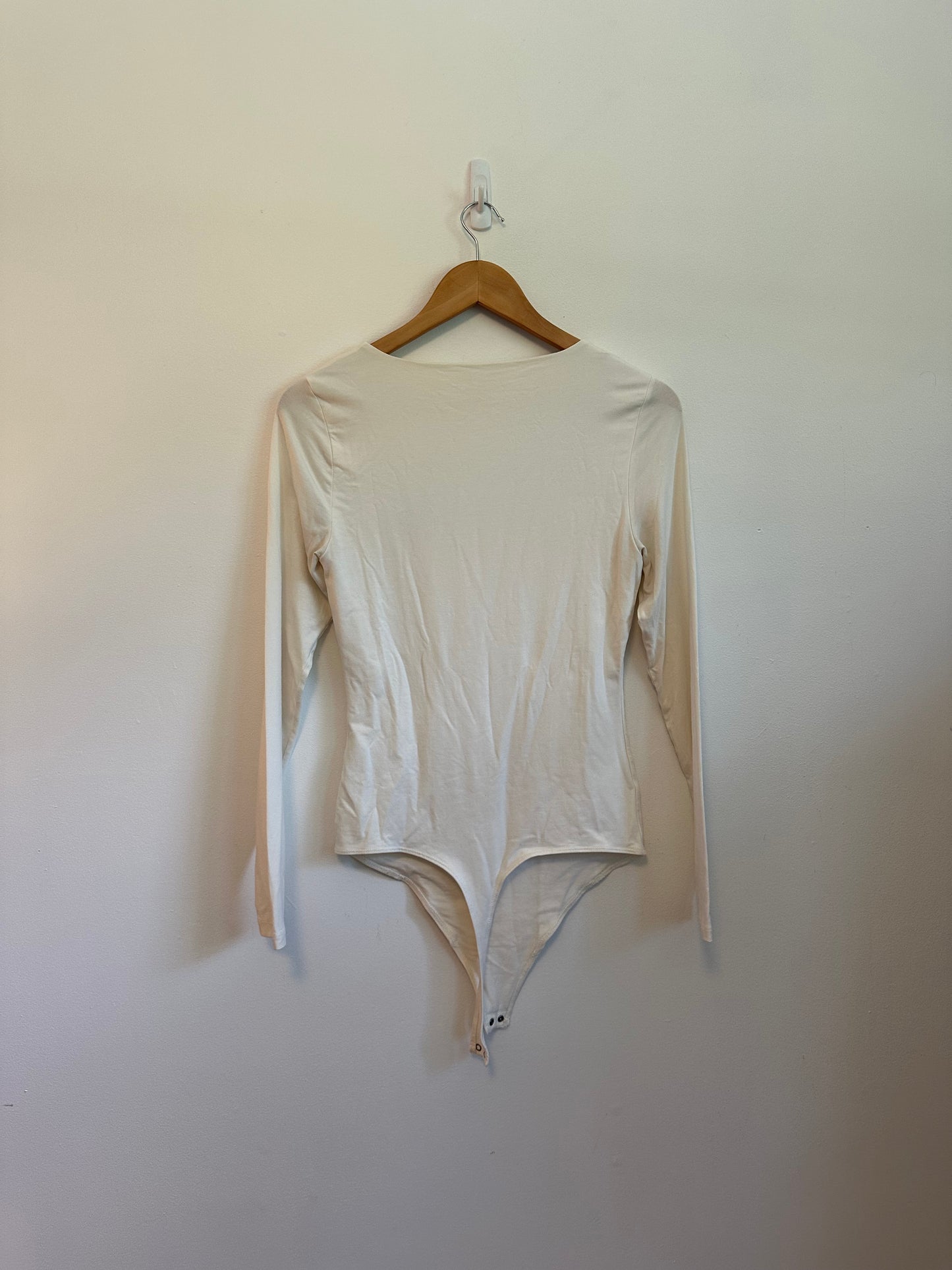 Abercrombie & Fitch White Square Neck Corset Seam Bodysuit | Size Medium