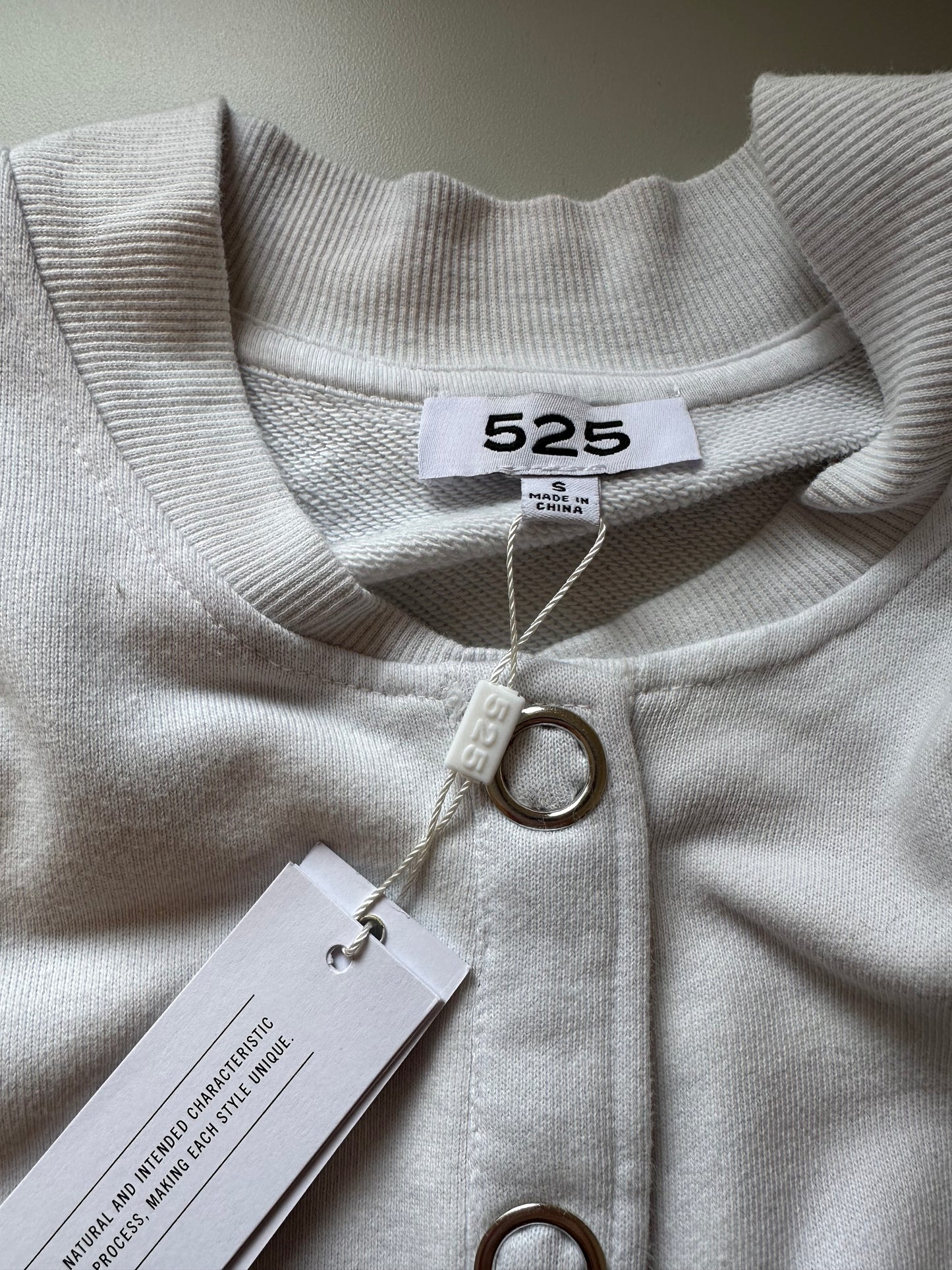 NWT 525 American Dip Dye Snap Front Cotton Sweatshirt | Size Small