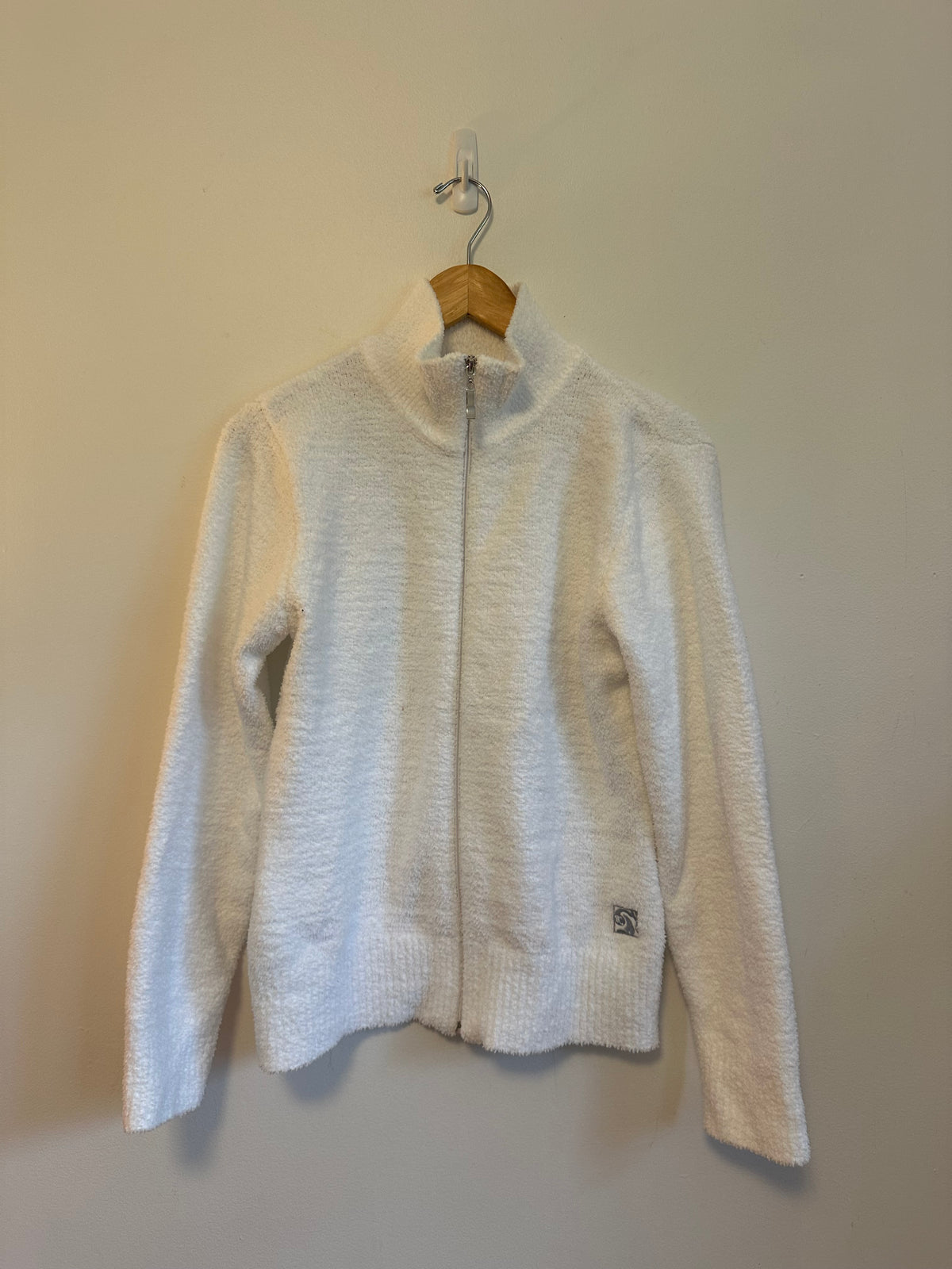 Kashwere White Full Zip Mock Neck Plush Microfiber Jacket | Size Small
