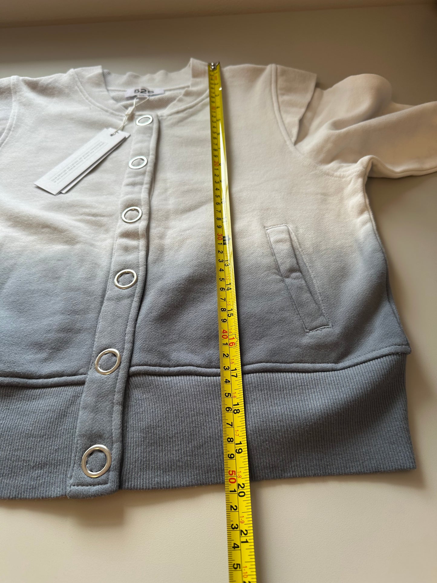 NWT 525 American Dip Dye Snap Front Cotton Sweatshirt | Size Small