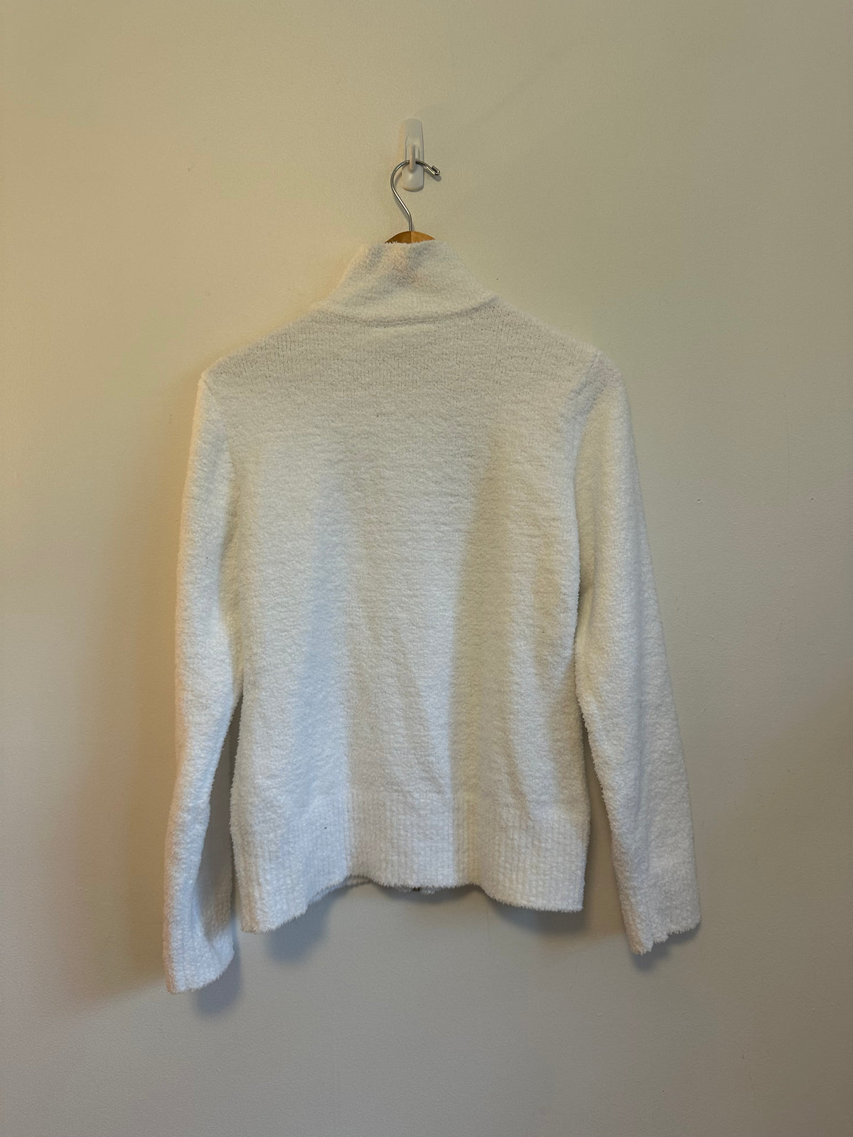 Kashwere White Full Zip Mock Neck Plush Microfiber Jacket | Size Small