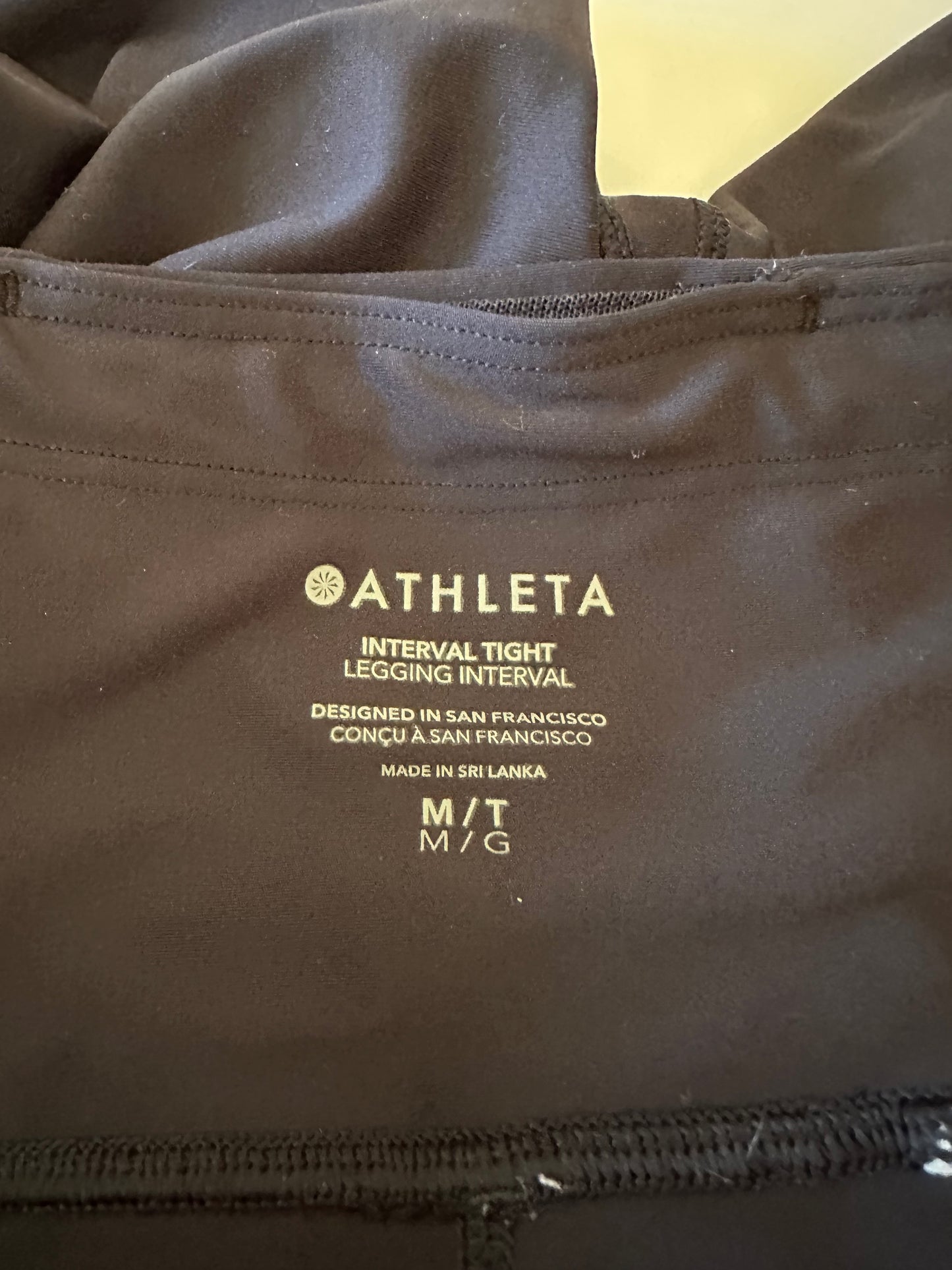 Athleta Interval High Rise Workout Leggings in Black | Size Medium Tall