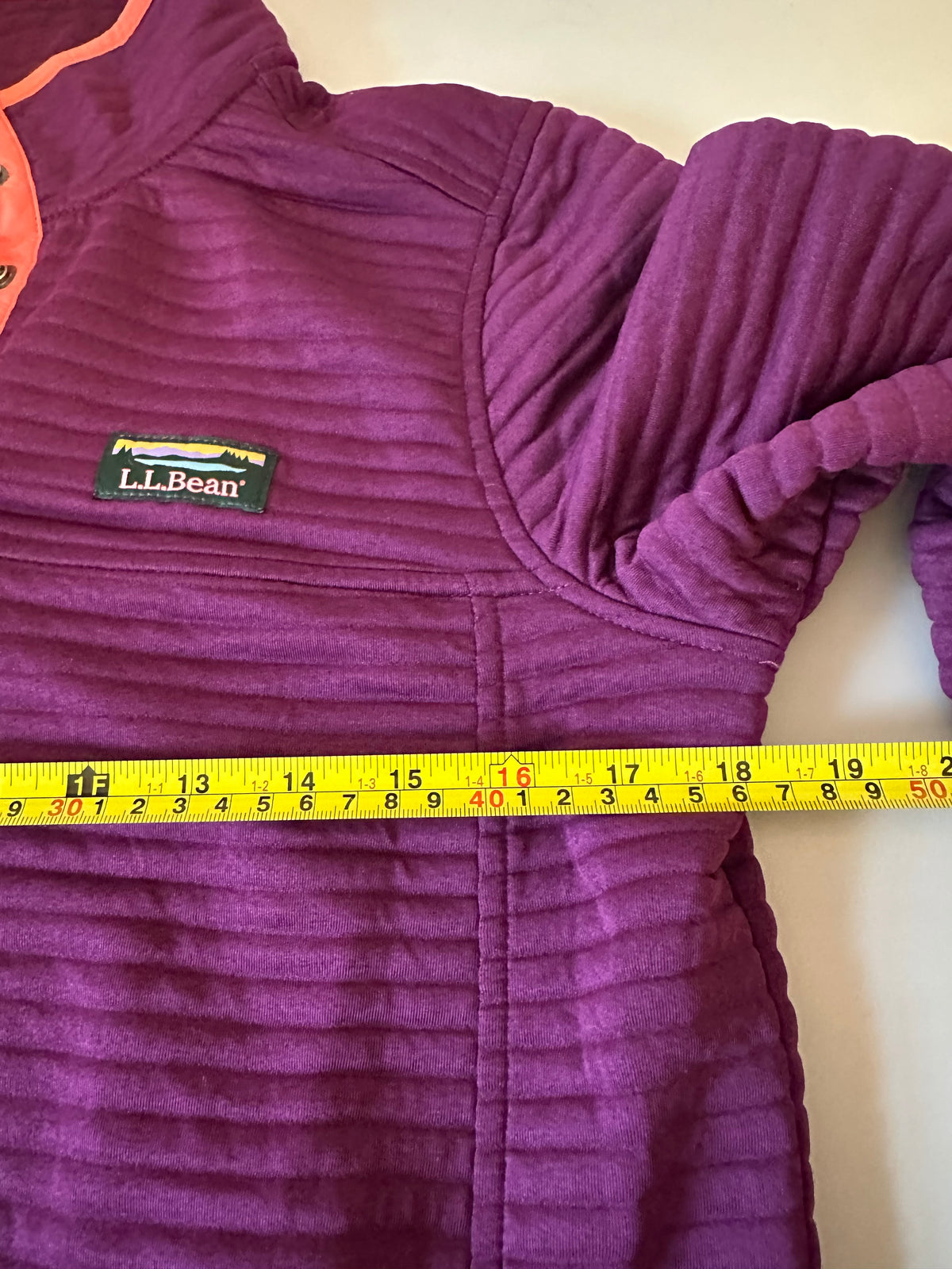 LL Bean Purple AirLight Quilted Snap Pullover Fleece Jacket | Size Small