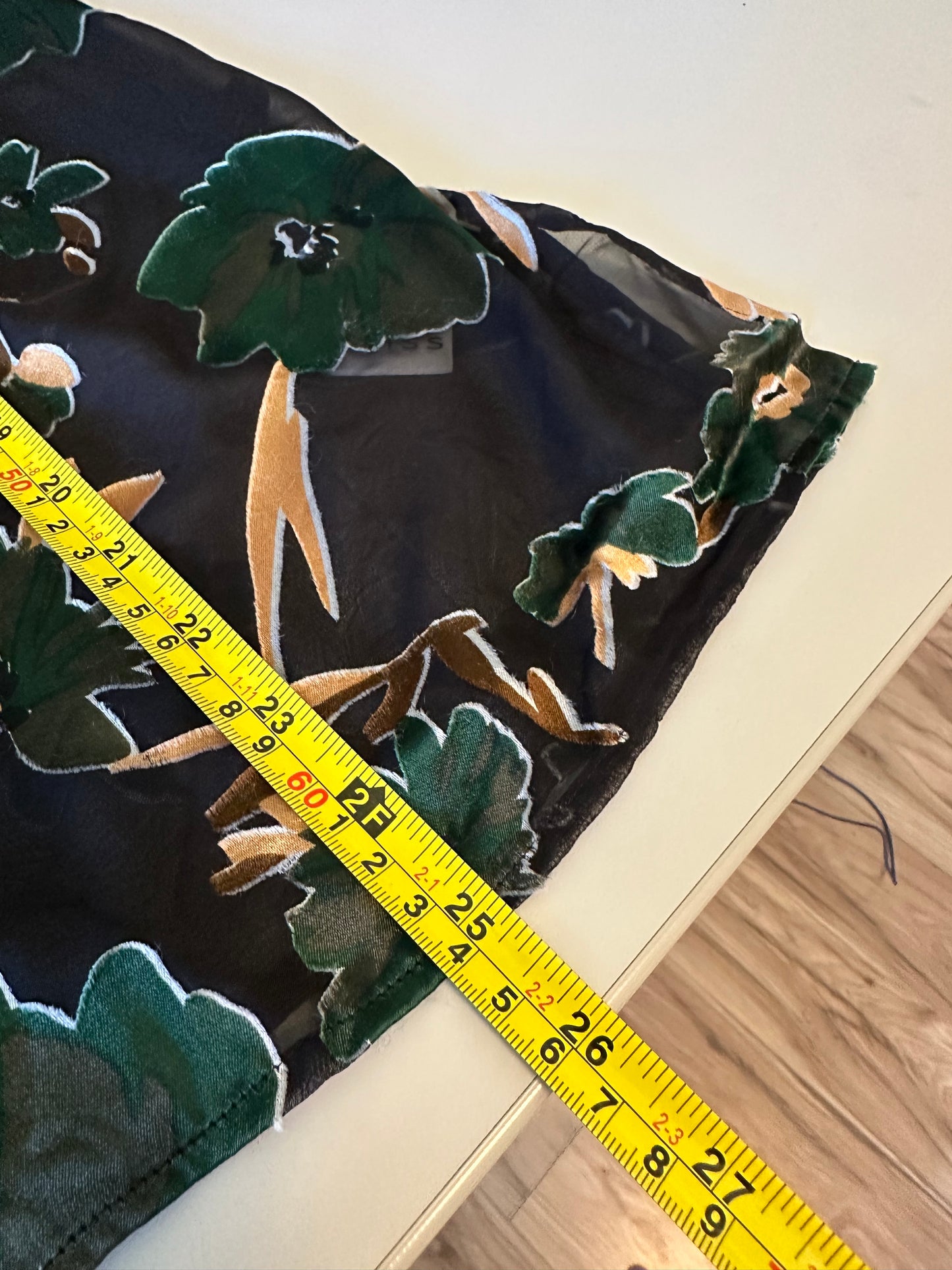 Reiss Floral Blouse in Green and Black | Size 8