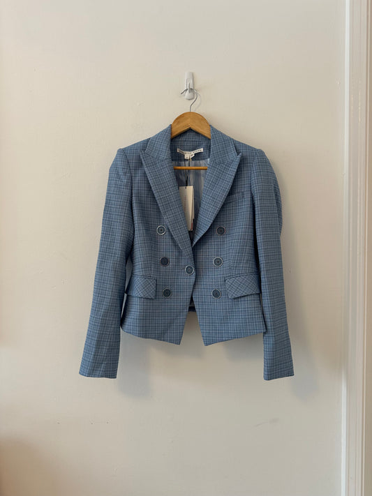 NWT Veronica Beard Diego Dickey Jacket in Blue Check | Size 2