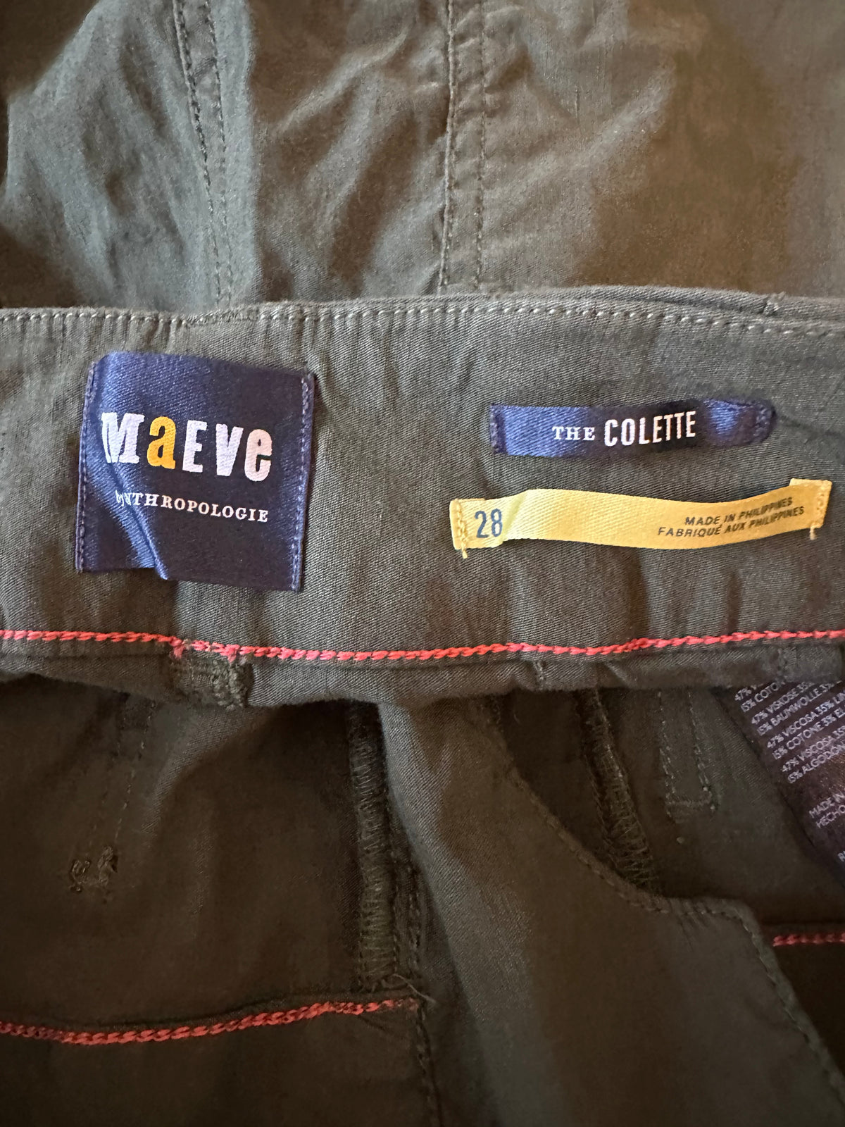 Maeve Anthropologie The Colette Wide Leg Olive Green Linen Blend Pants | Size 28