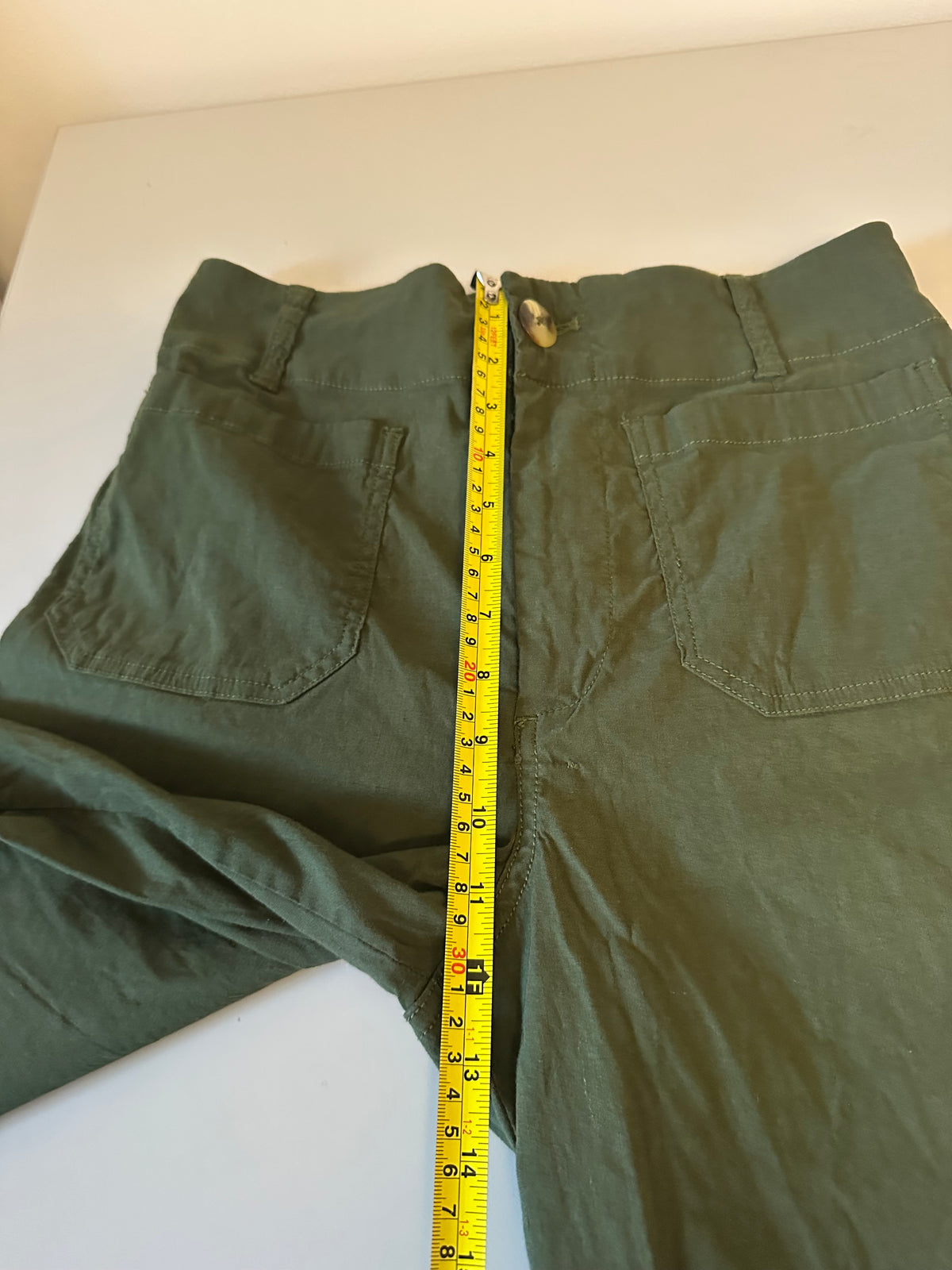 Maeve Anthropologie The Colette Wide Leg Olive Green Linen Blend Pants | Size 28