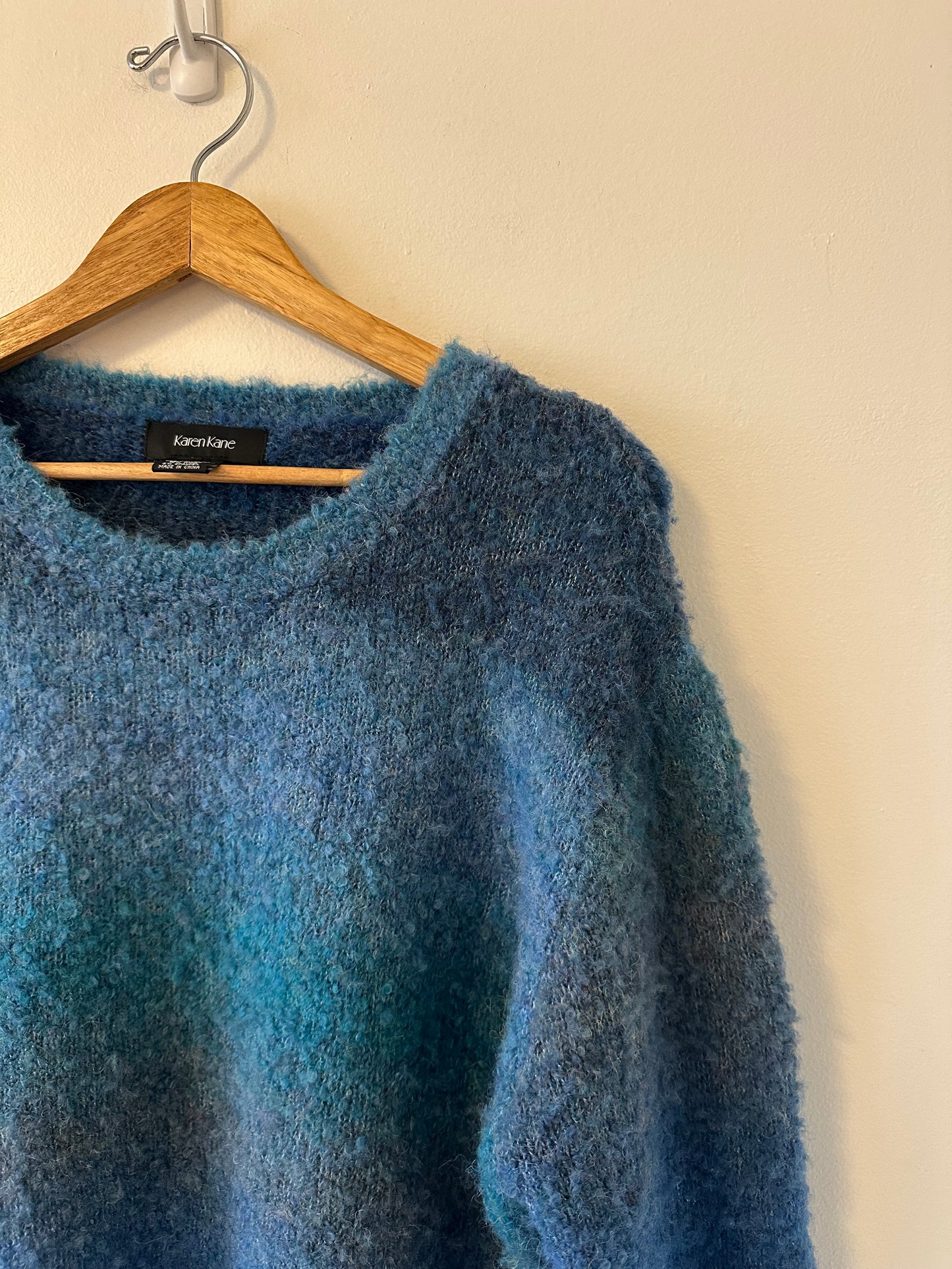 NWT Karen Kane Ombré Boucle Sweater in Blue | Size Large