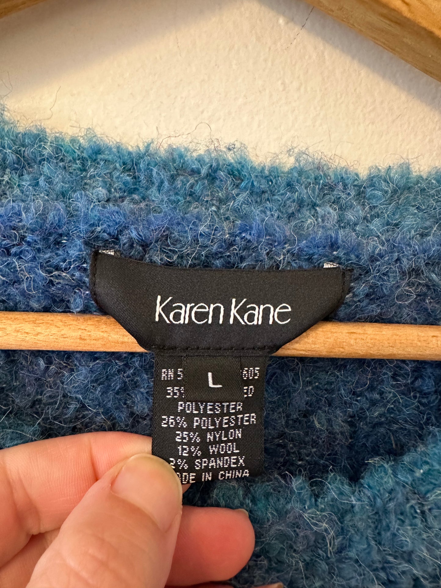 NWT Karen Kane Ombré Boucle Sweater in Blue | Size Large