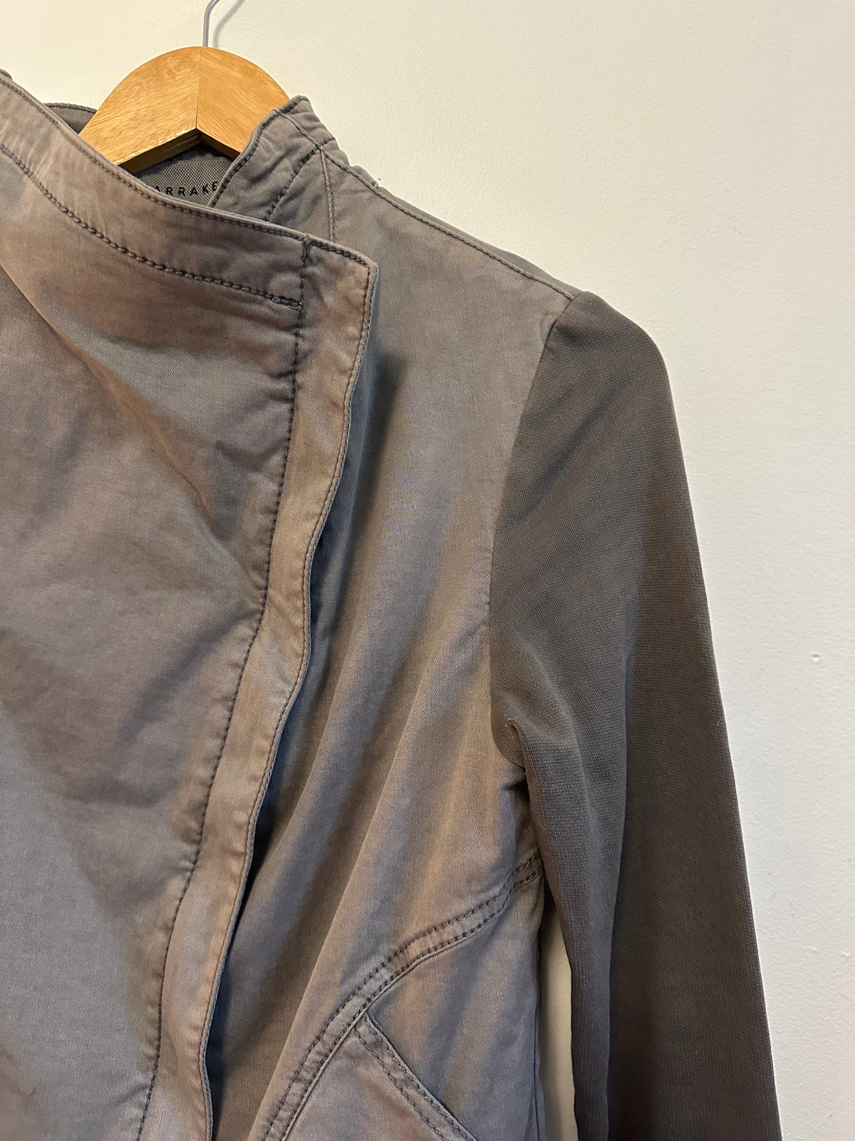 Marrakech Gray Asymmetrical Zip Mixed Media Moto Jacket | Size Medium