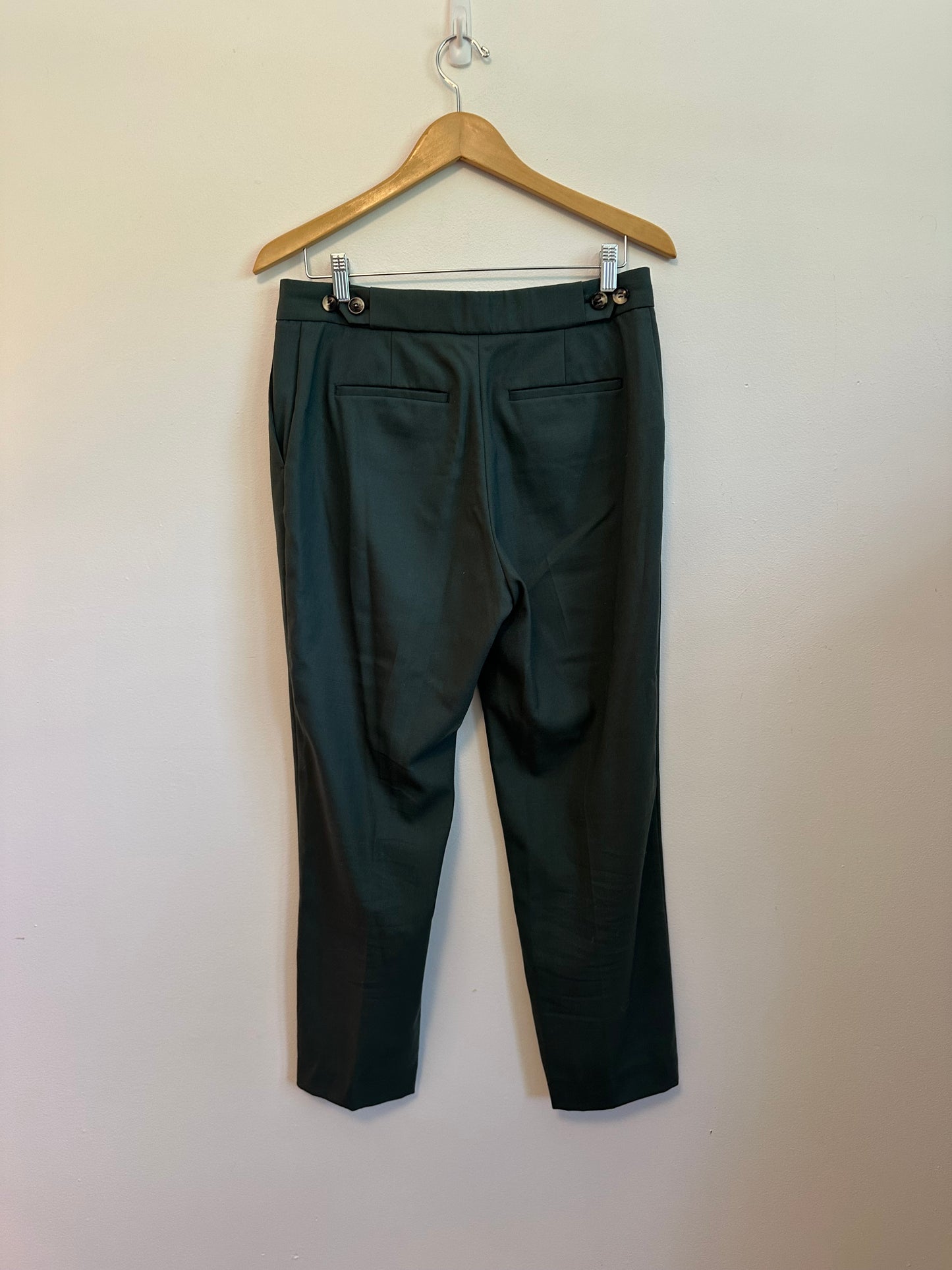 Reiss Forest Green Tailored Slim Leg Ankle Trousers | Size 8