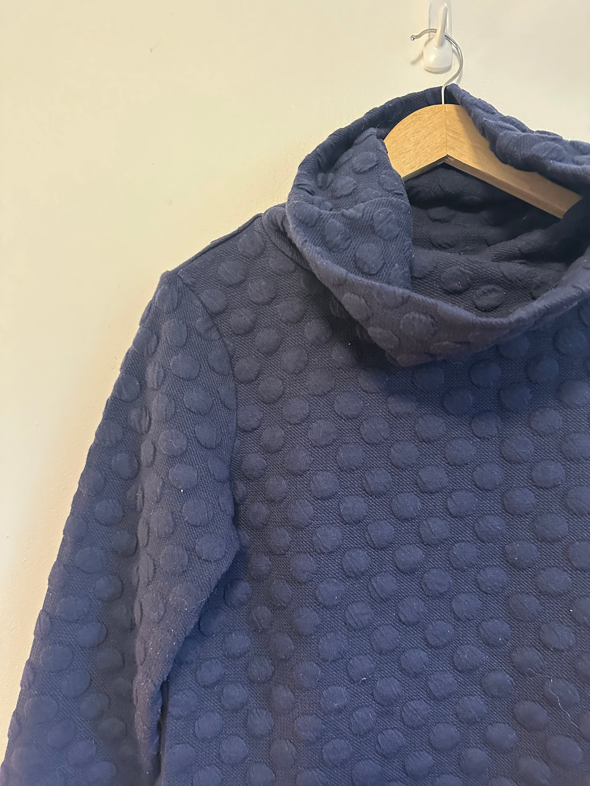 Sail to Sable STS Navy Blue Textured Bubble Cowl Neck Pullover | Size Small