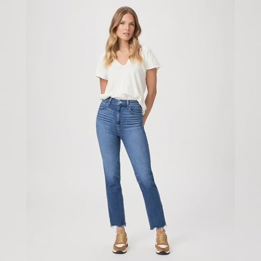 Paige Cindy Straight Leg Raw Hem Jeans | Size 25
