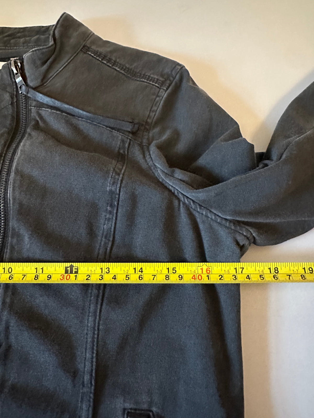 Marrakech Faded Black Stretch Cotton Moto Jacket | Size Medium