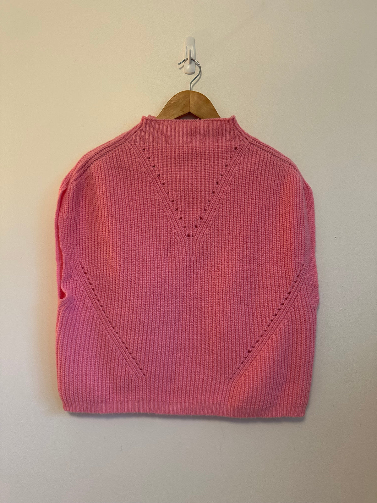 THML Pink Mock Neck Pointelle Ribbed Knit Sweater Vest | Size Small