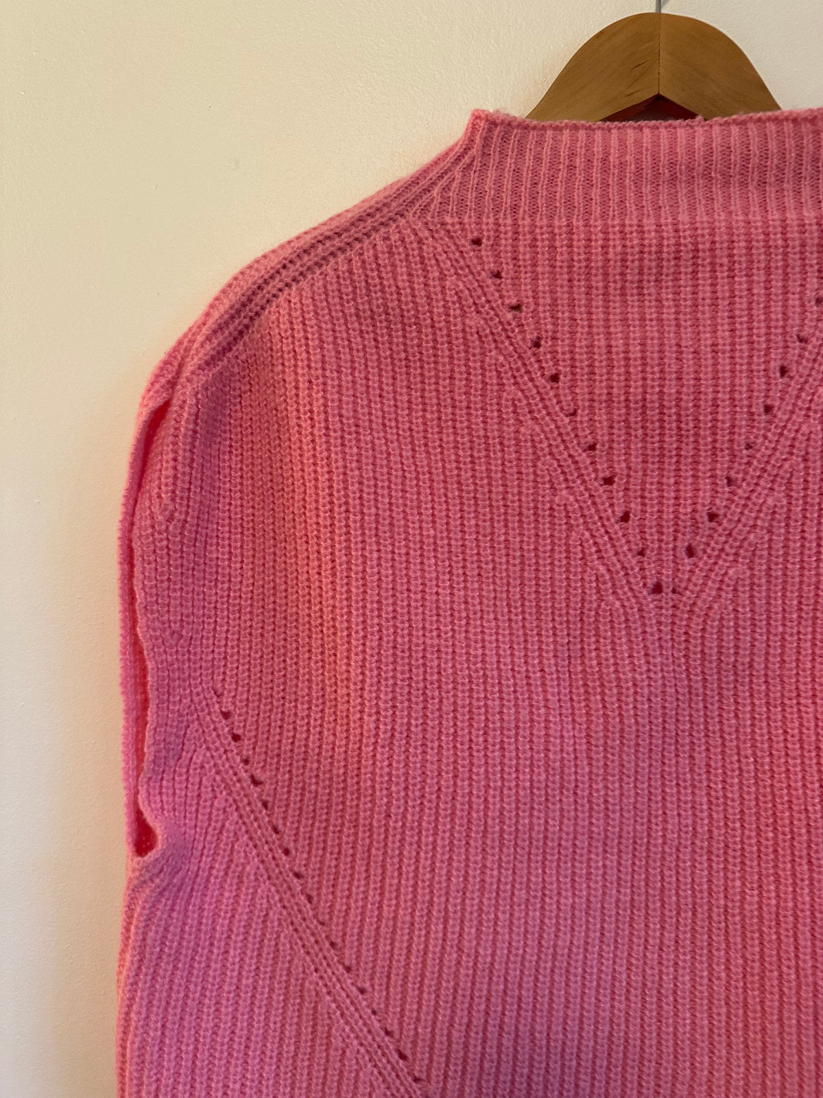 THML Pink Mock Neck Pointelle Ribbed Knit Sweater Vest | Size Small