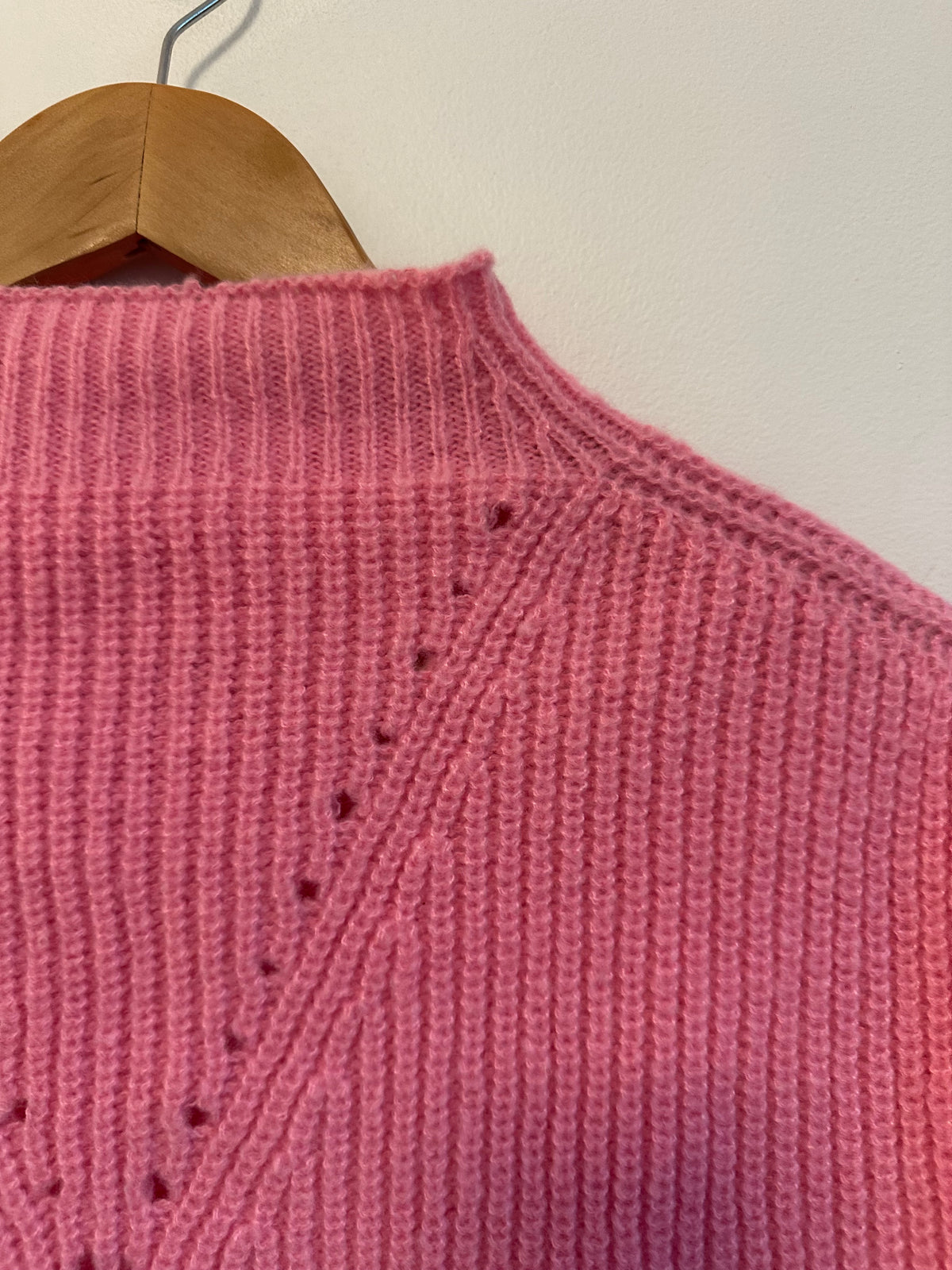 THML Pink Mock Neck Pointelle Ribbed Knit Sweater Vest | Size Small