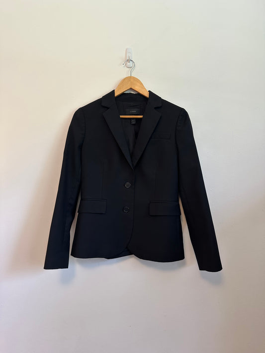 J. Crew Black Super 120s Wool Two-Button Blazer Jacket in Black | Size 6